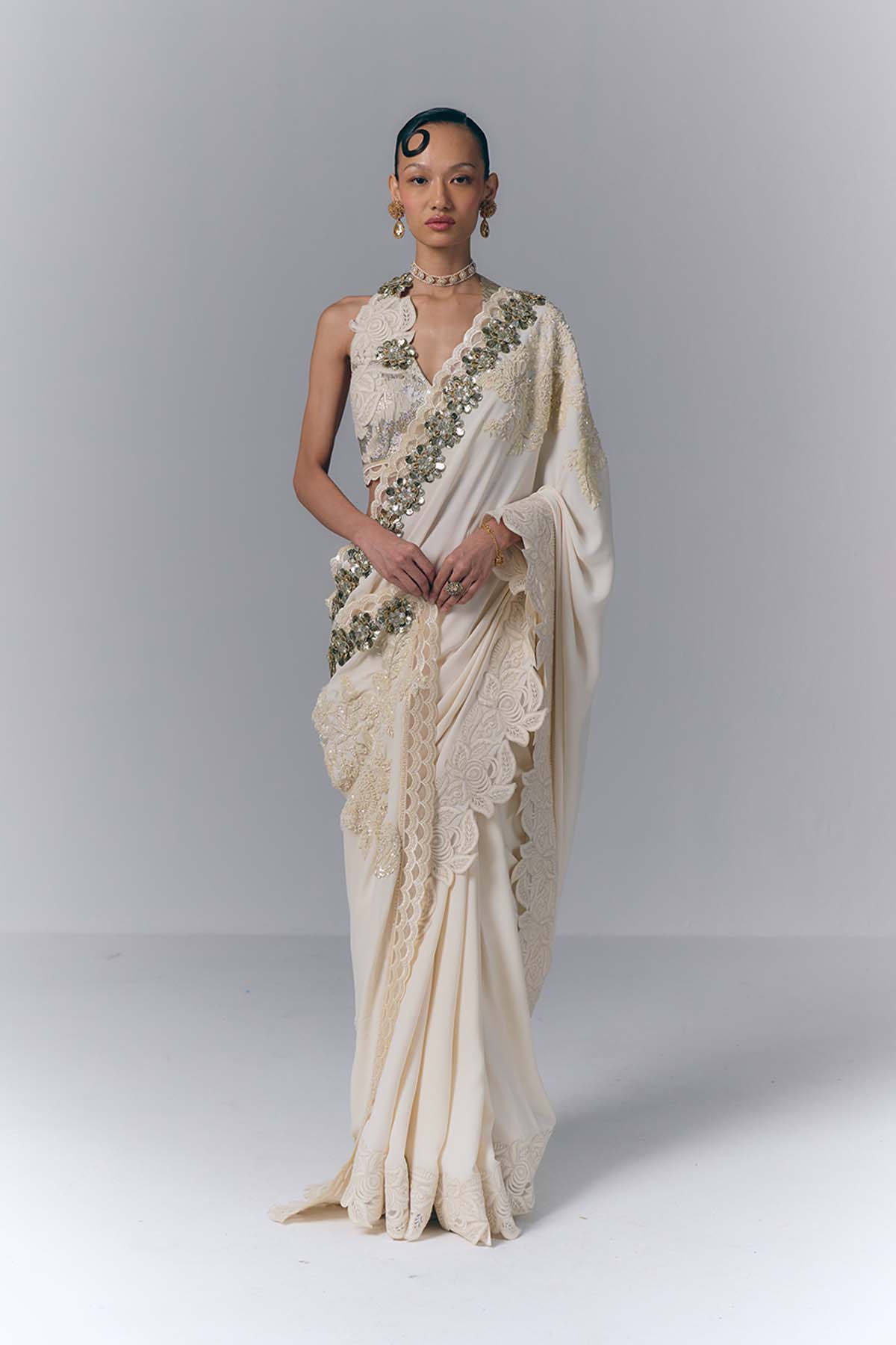 Ivory Pearl Saree