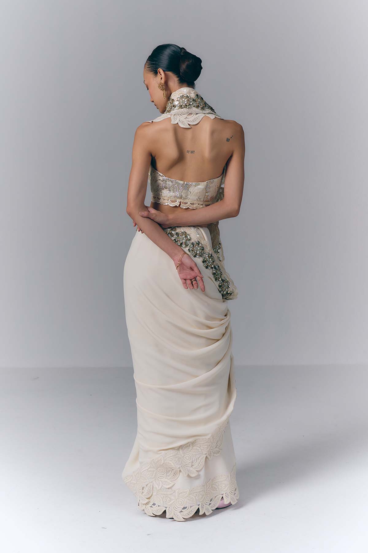 Ivory Pearl Saree