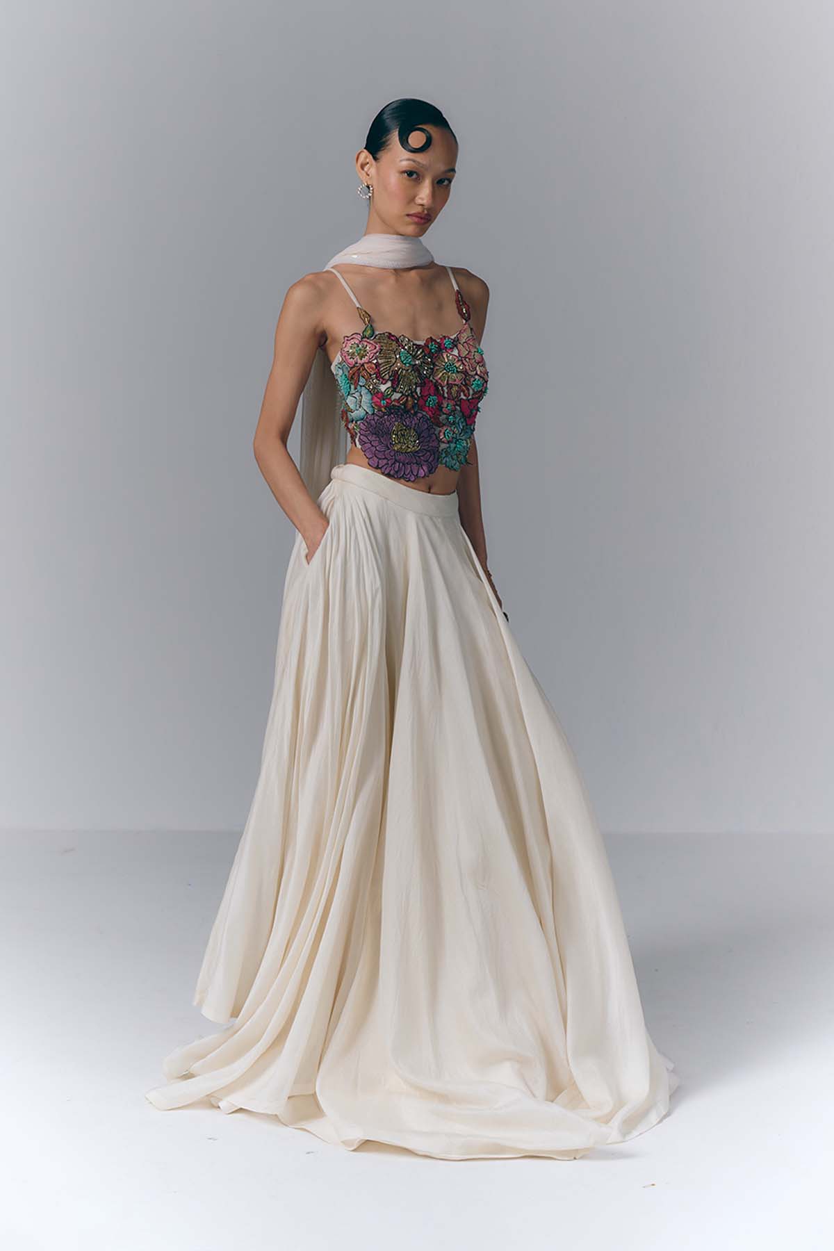 Flora Applique Skirt Set