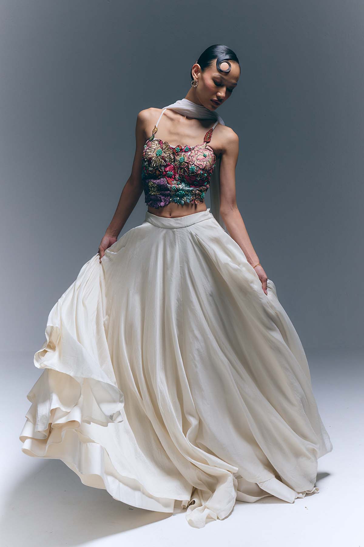 Flora Applique Skirt Set