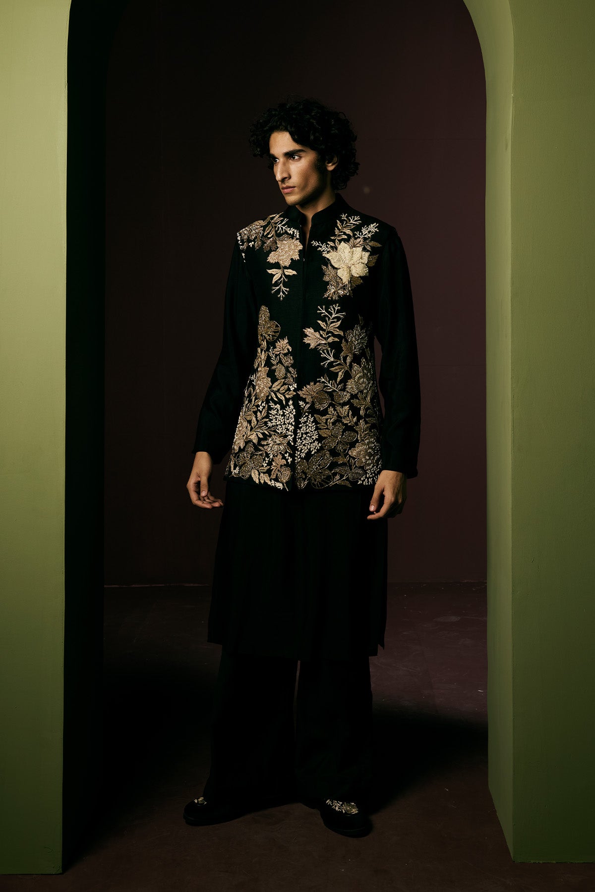 BLACK CHANDERI SILK BUNDI