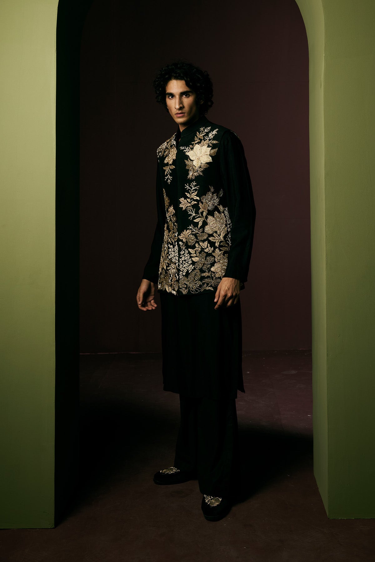 BLACK CHANDERI SILK BUNDI