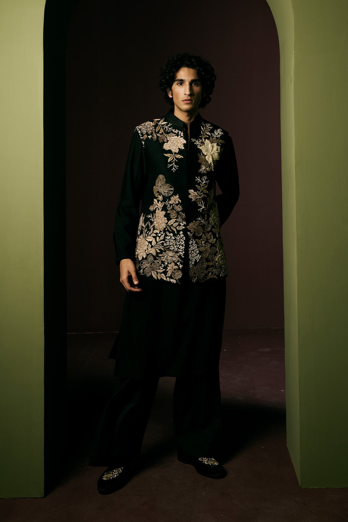 BLACK CHANDERI SILK BUNDI