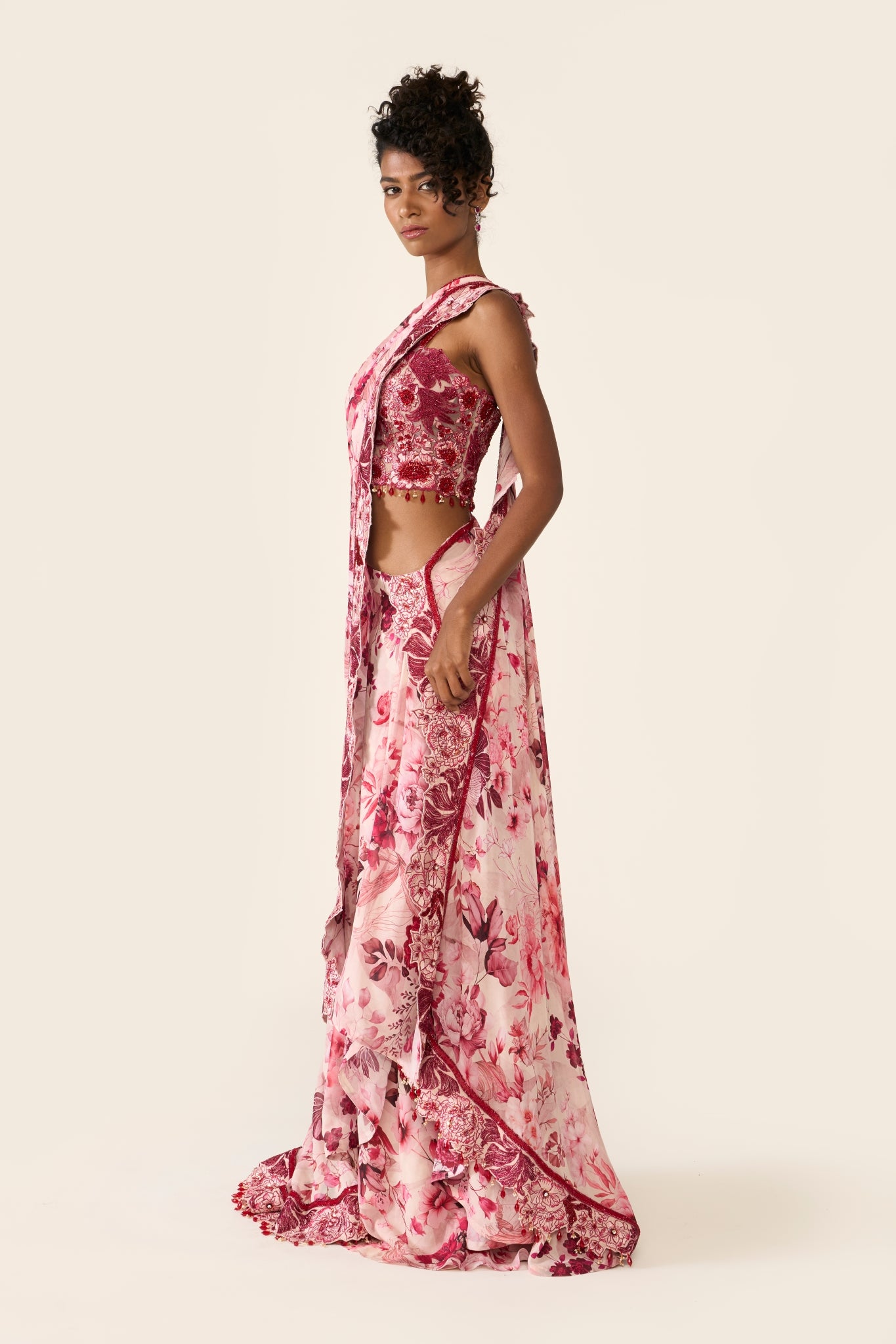 Pink Printed Concept Saree Set