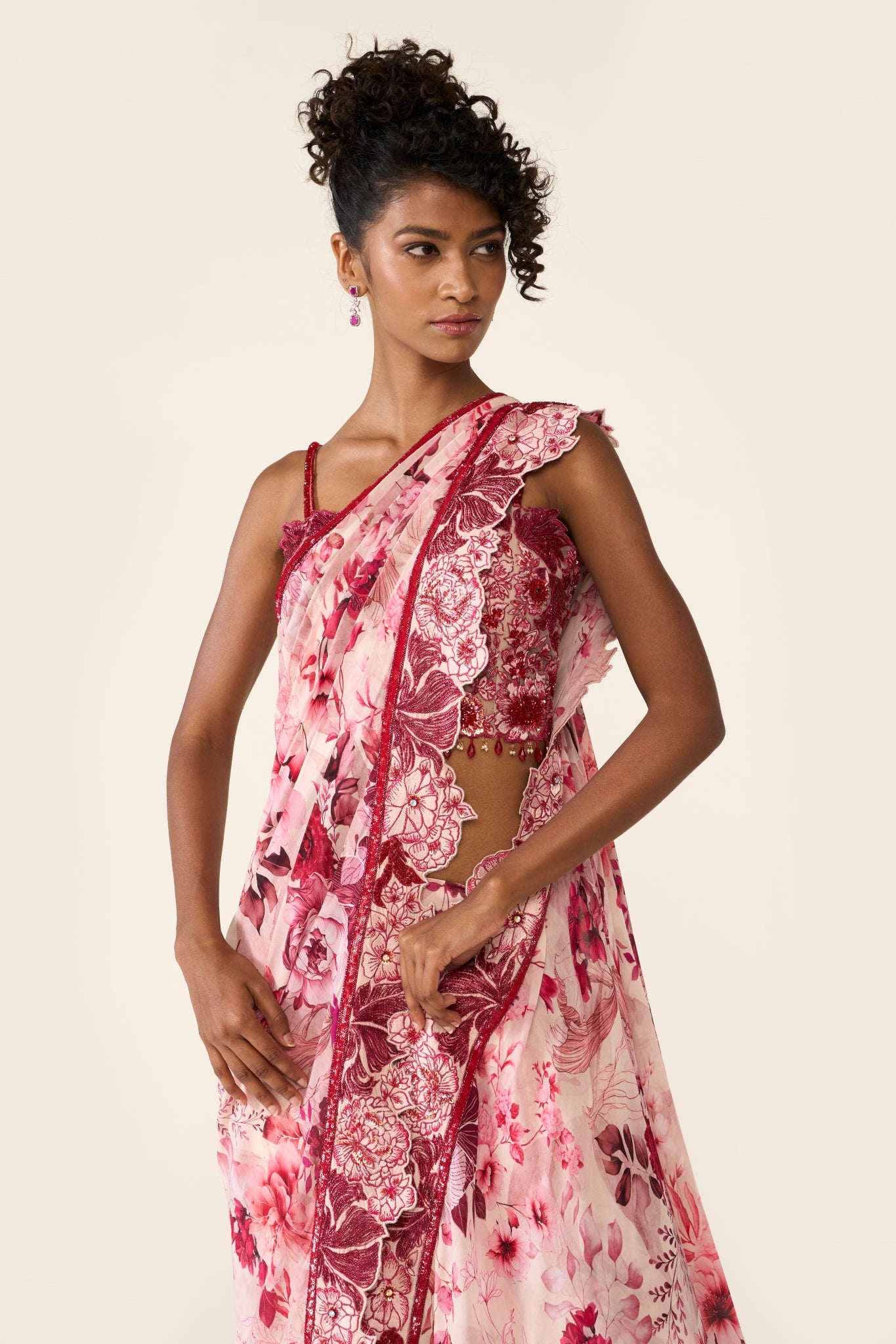 Pink Printed Concept Saree Set