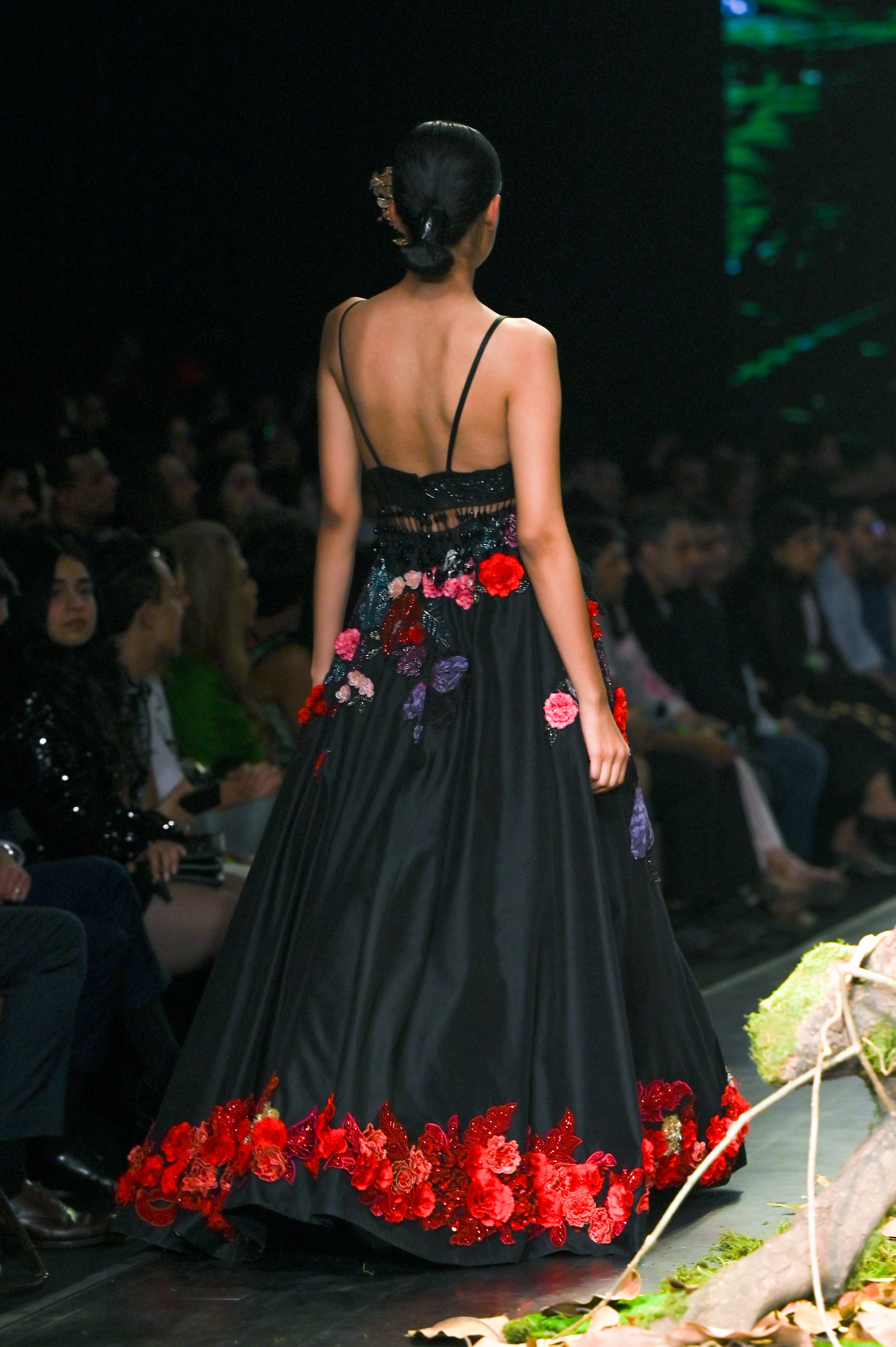 Classy Black & Red Color Floral Work Lehenga Choli With Dupatta