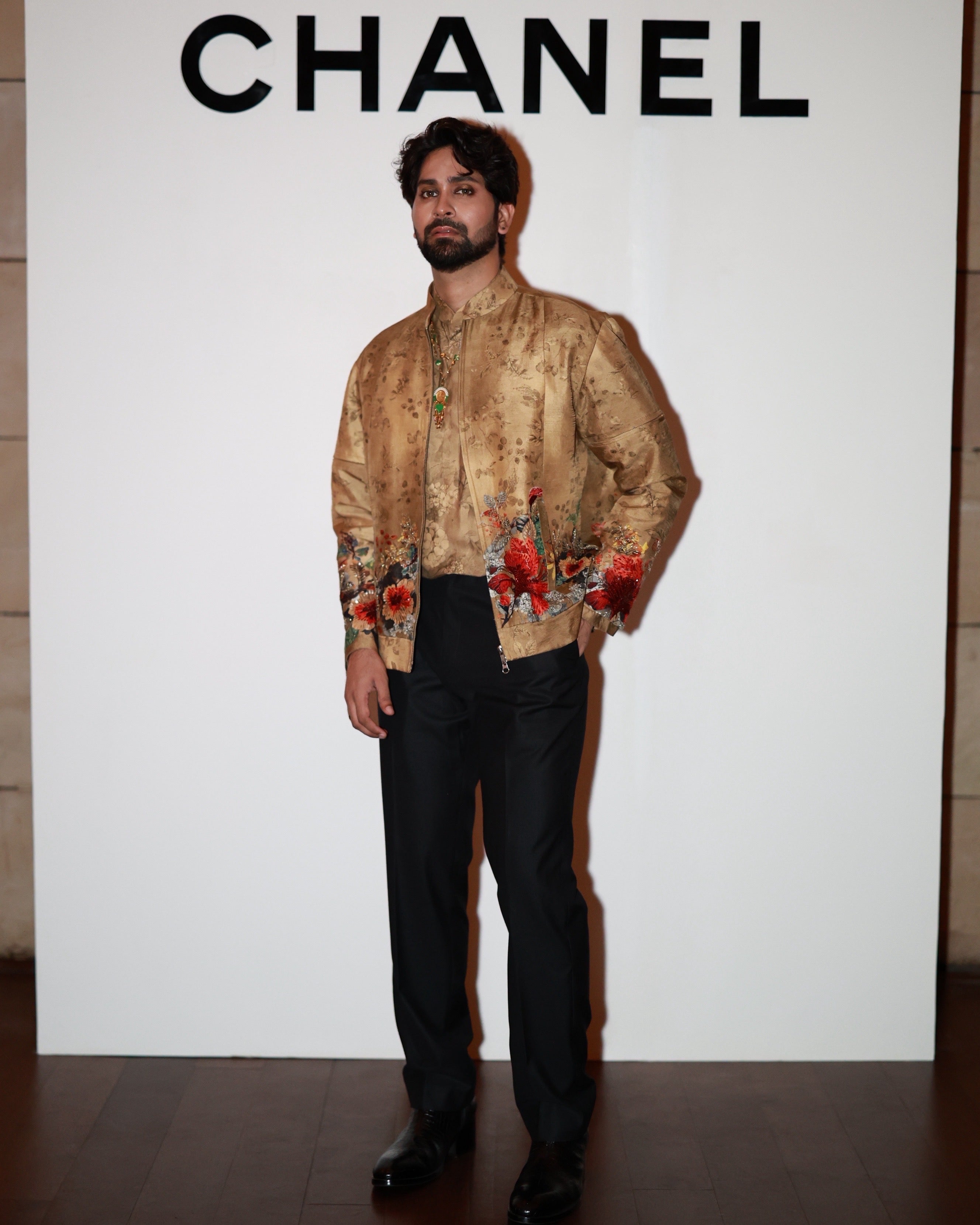 ANKUSH BAHUGUNA IN BEIGE BOMBER JACKET SET