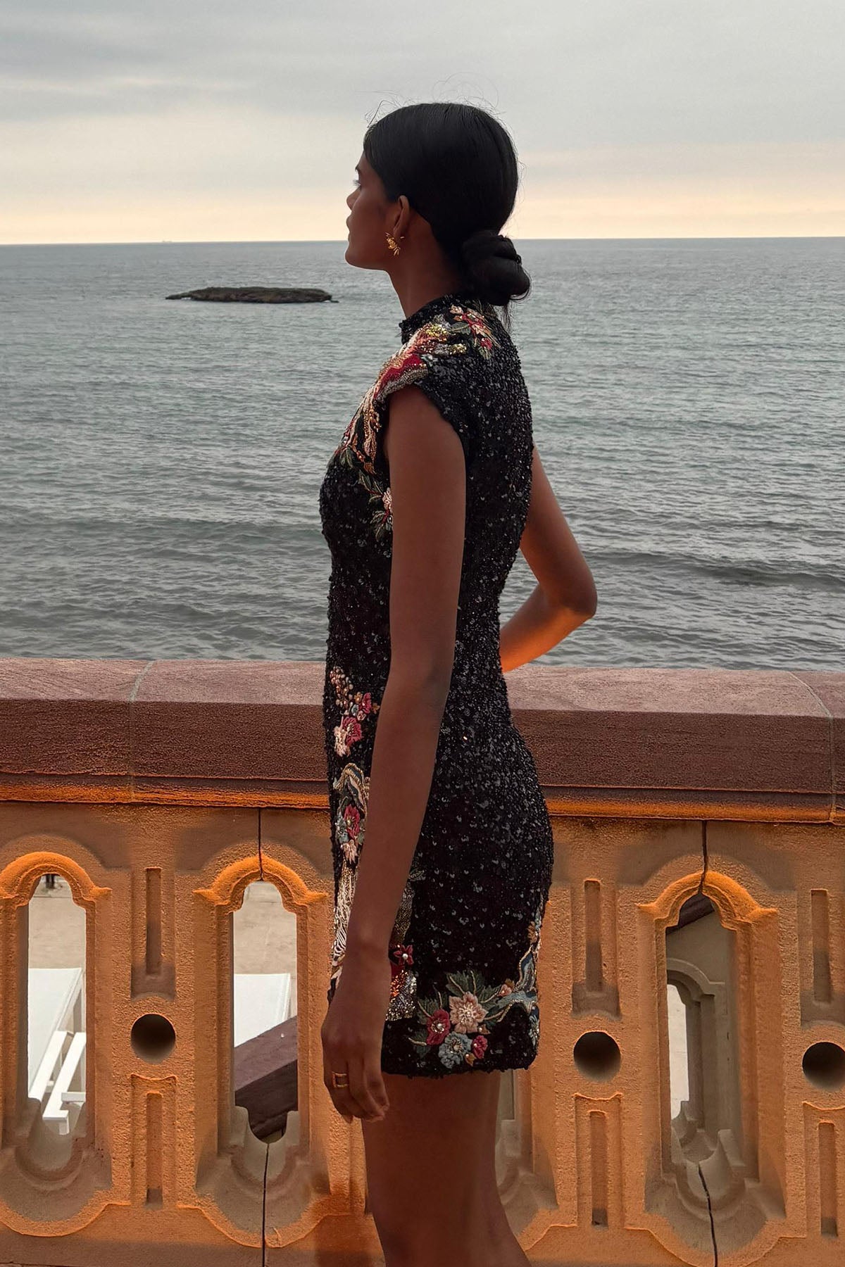 Midnight Bloom Sequin Mini Dress