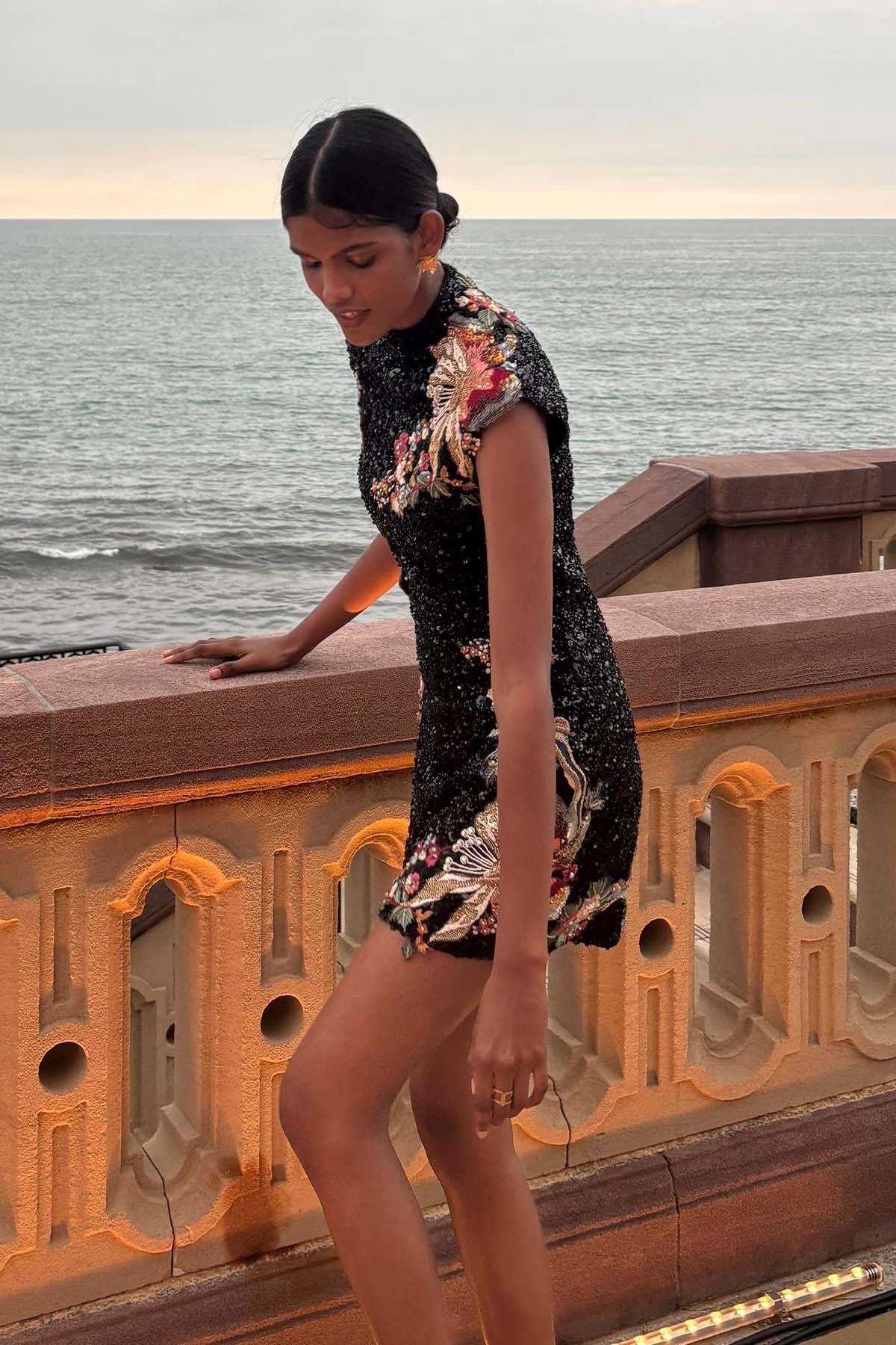 Midnight Bloom Sequin Mini Dress
