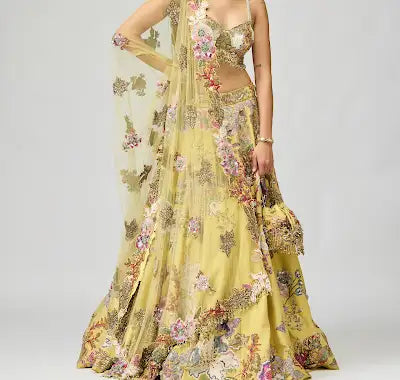 MULTI COLOR EMBROIDERED LEHENGA SET