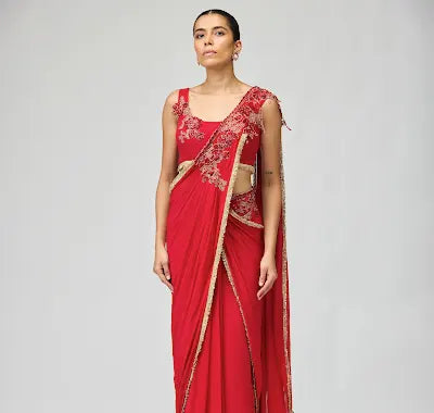 RED SILK GGT SAREE SET