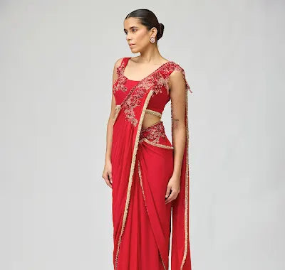 RED SILK GGT SAREE SET