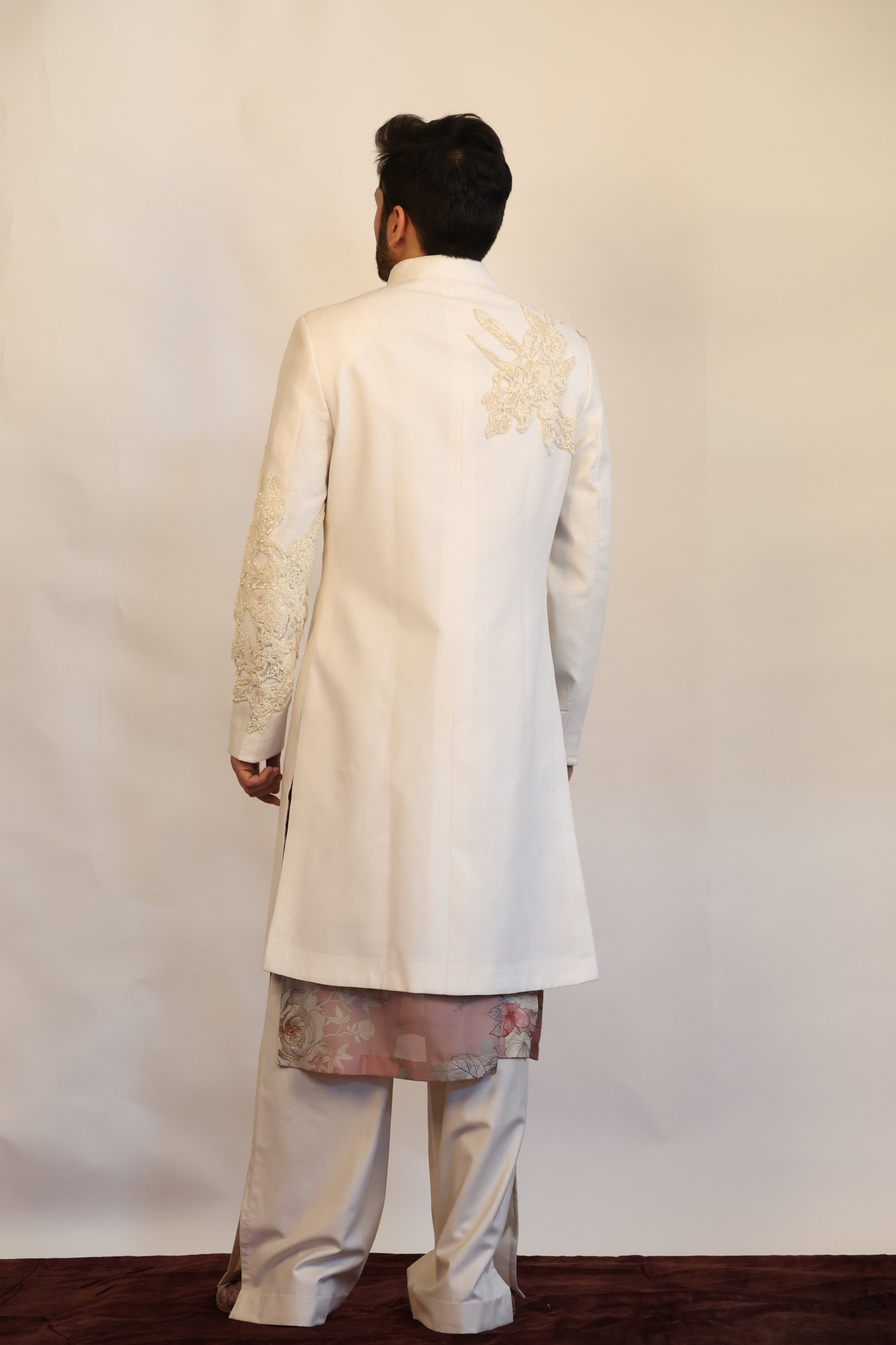 Ivory Sherwani, Printed Kurta Set