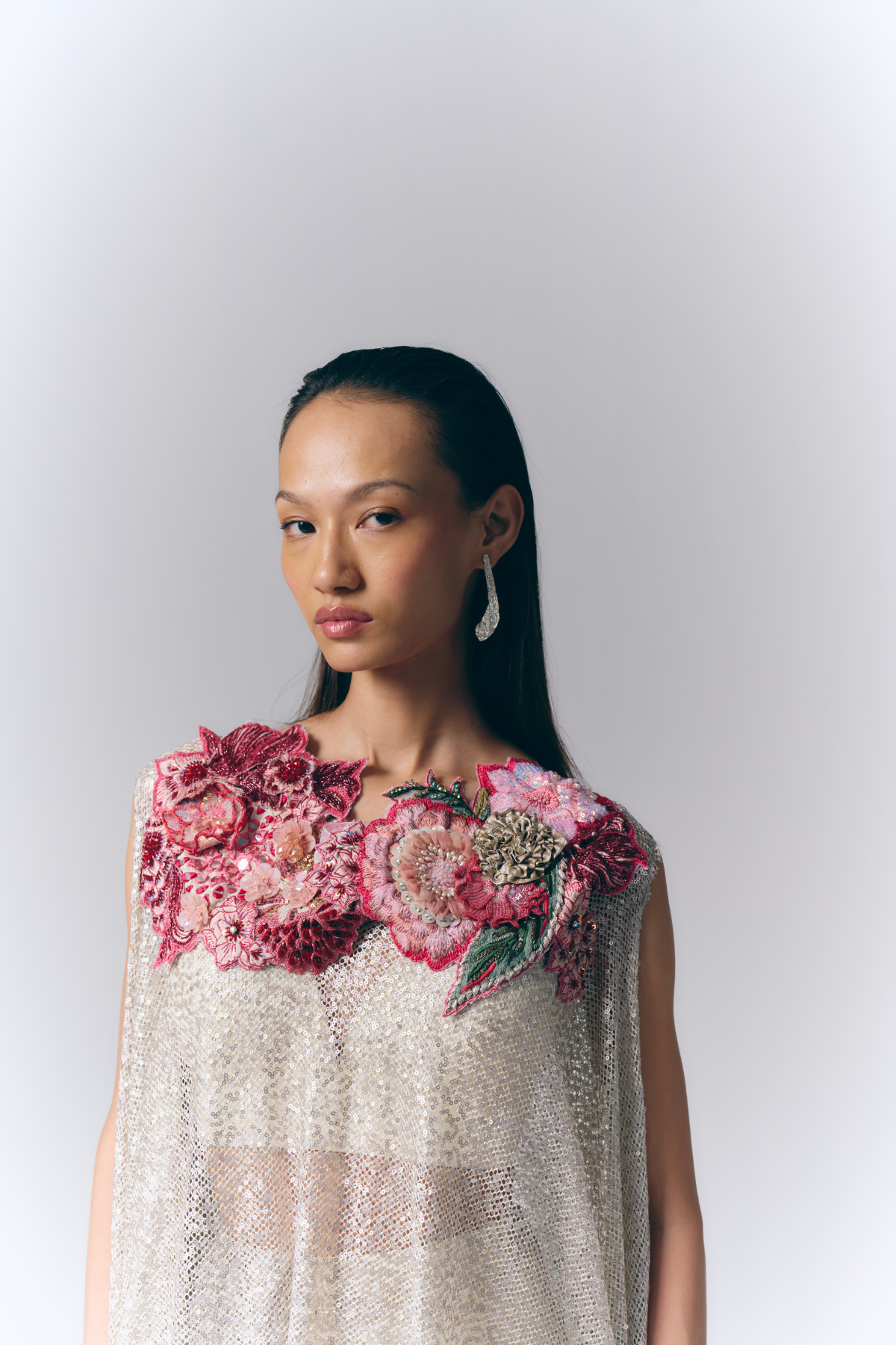Asymmetric applique Dress