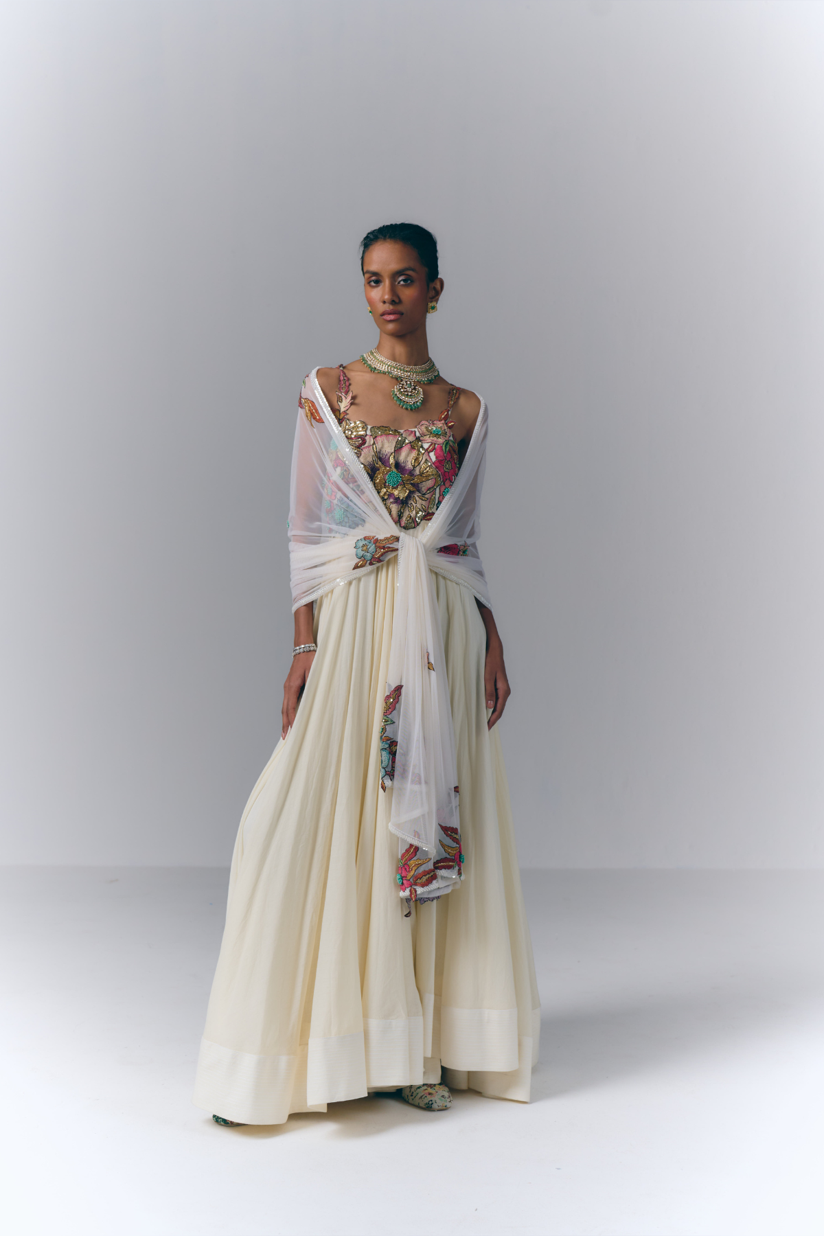 Ivory Bloom Anarkali Set