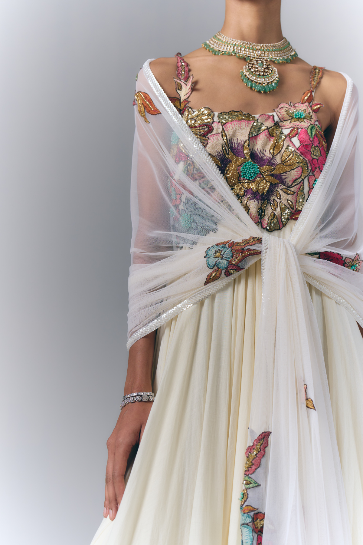 Ivory Bloom Anarkali Set