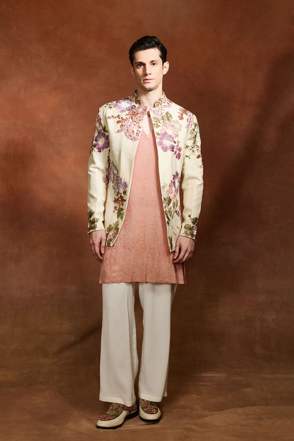 Ivory Embroidered Bhandgala Set