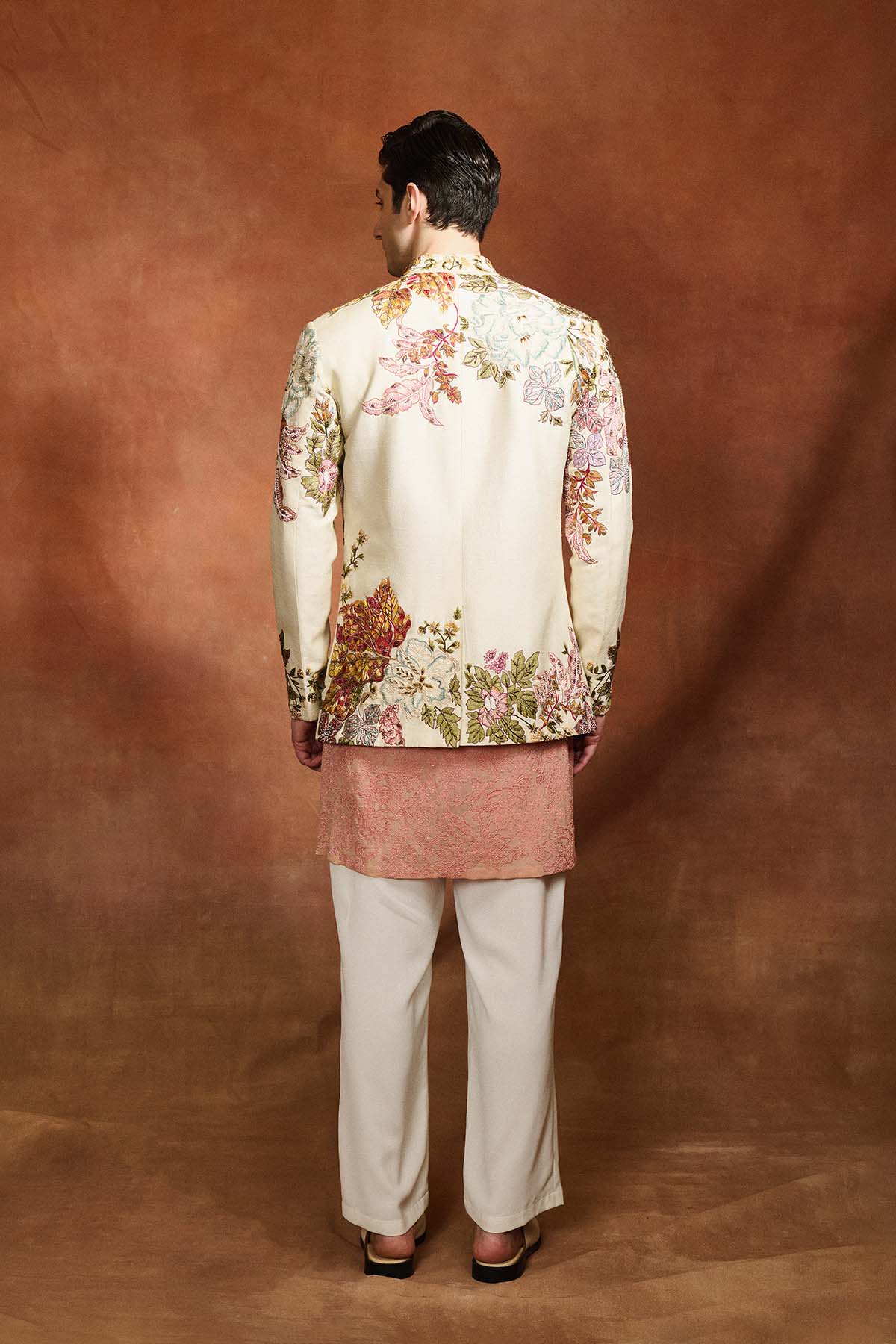 Ivory Embroidered Bhandgala Set