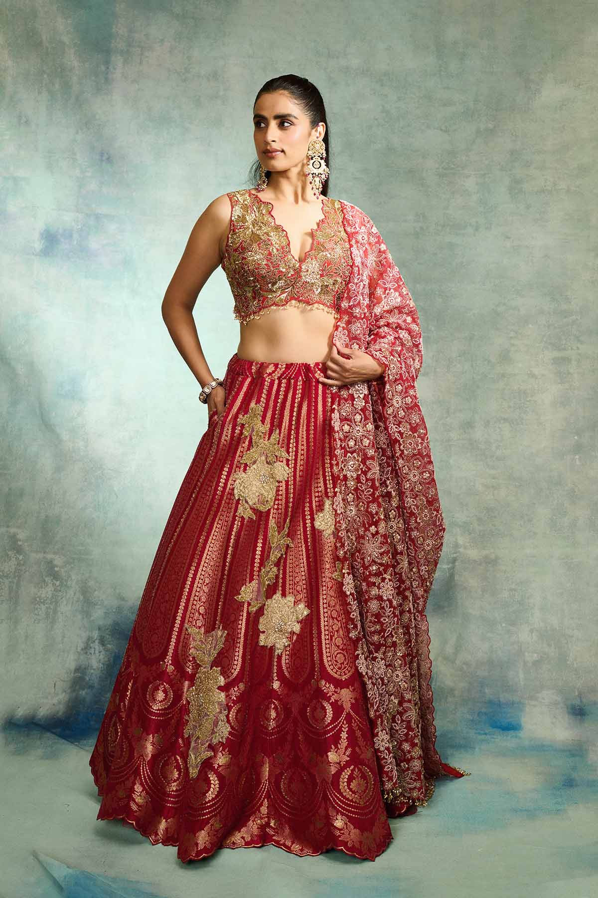 Rose Regal Brocade Lehenga Set