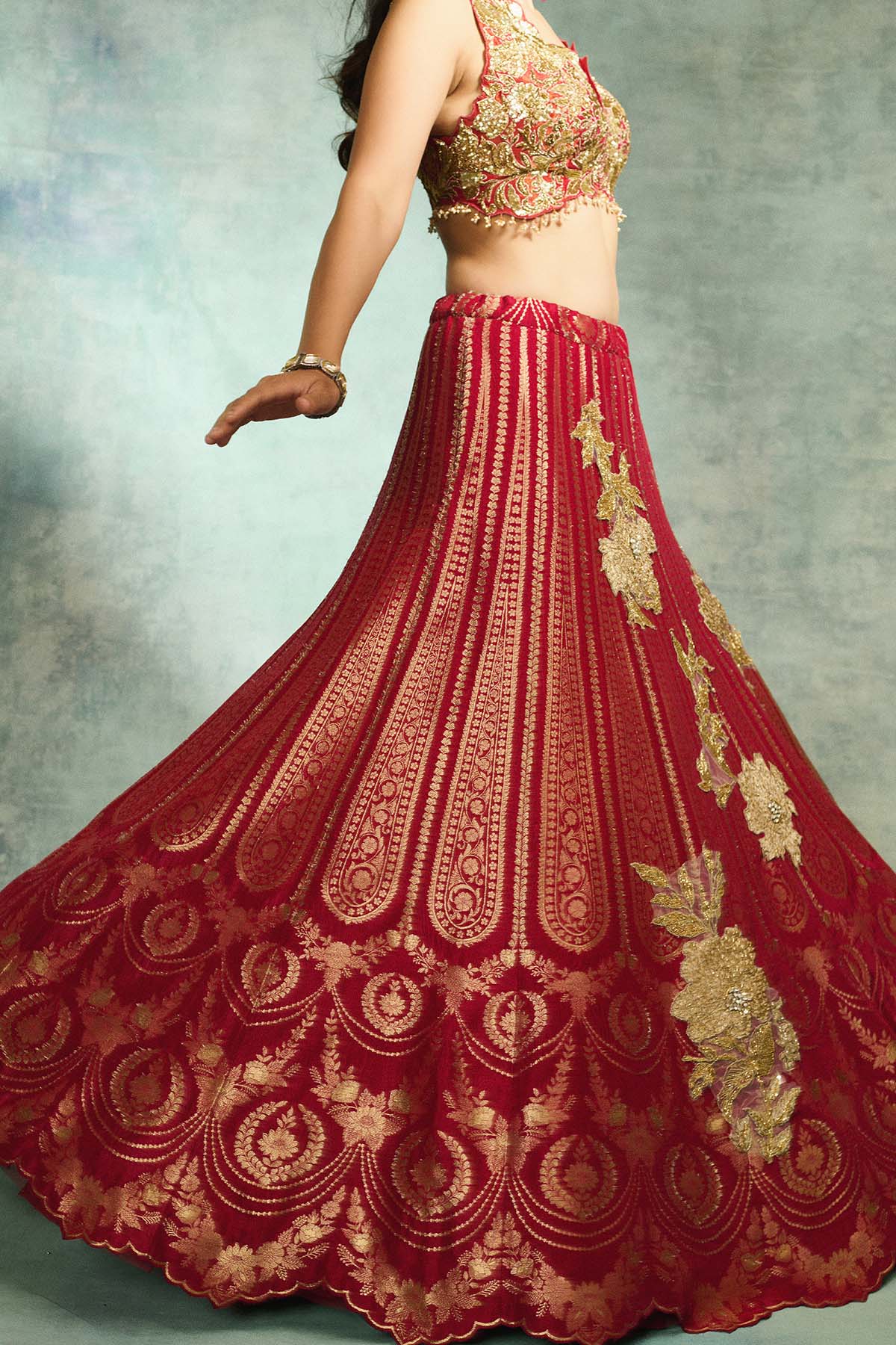 Rose Regal Brocade Lehenga Set
