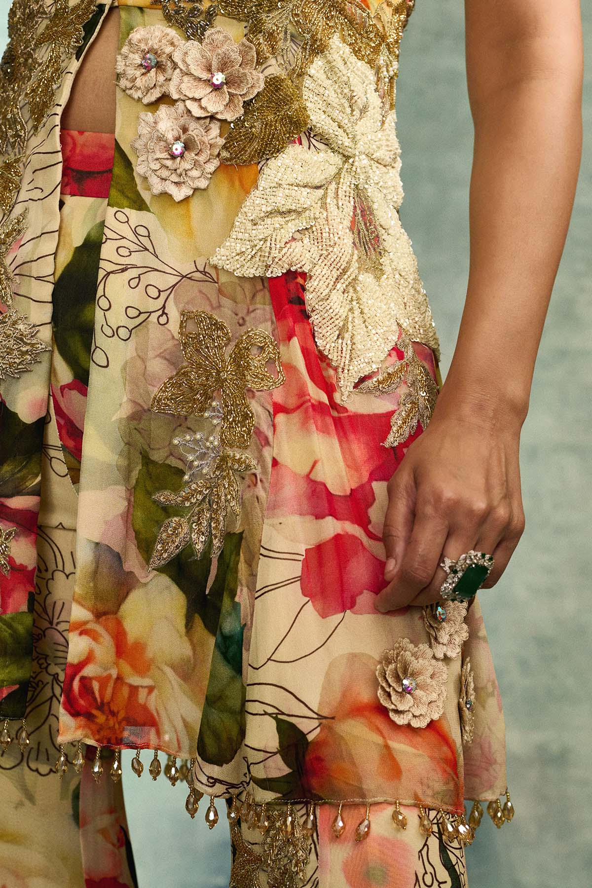 Tropical Bloom Peplum Sharara Set