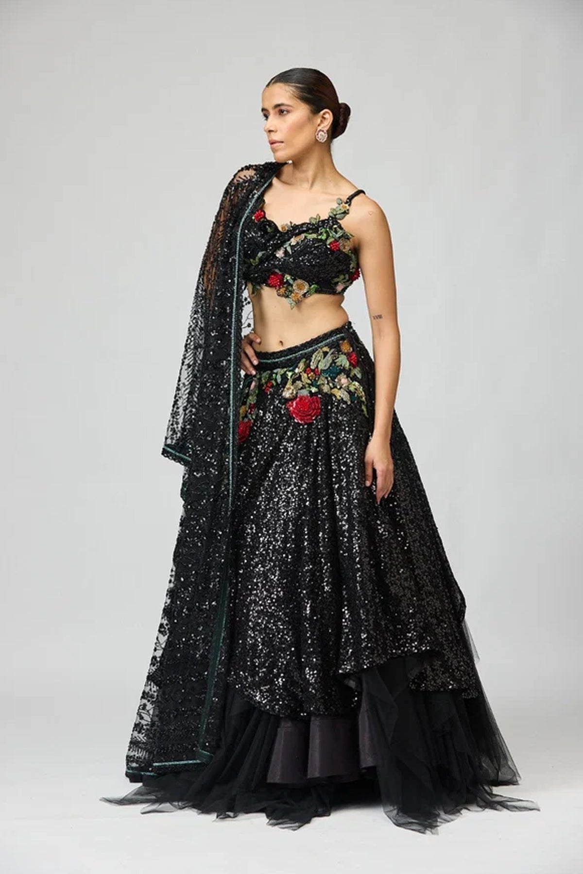 BLACK SEQUIN LEHENGA SET