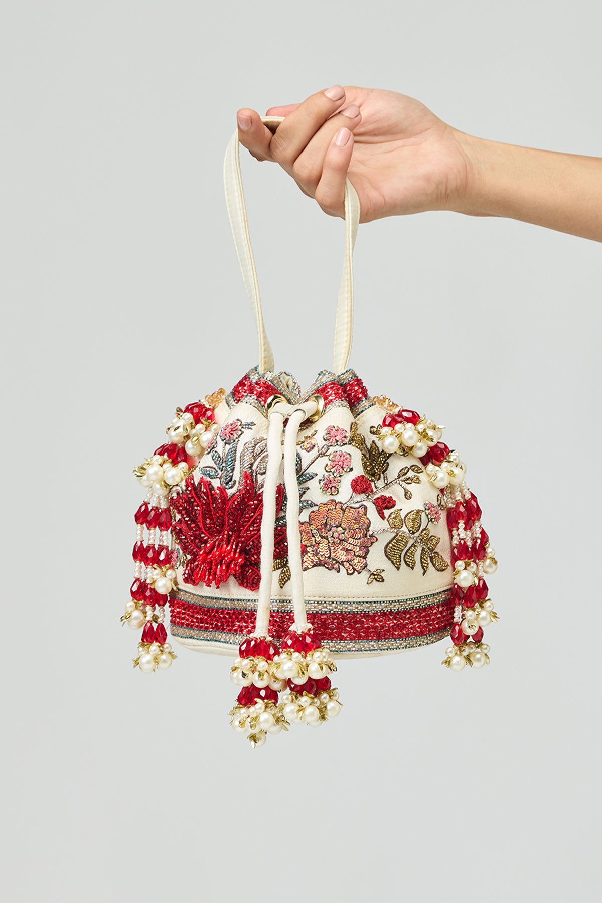 Ivory Floral Potli