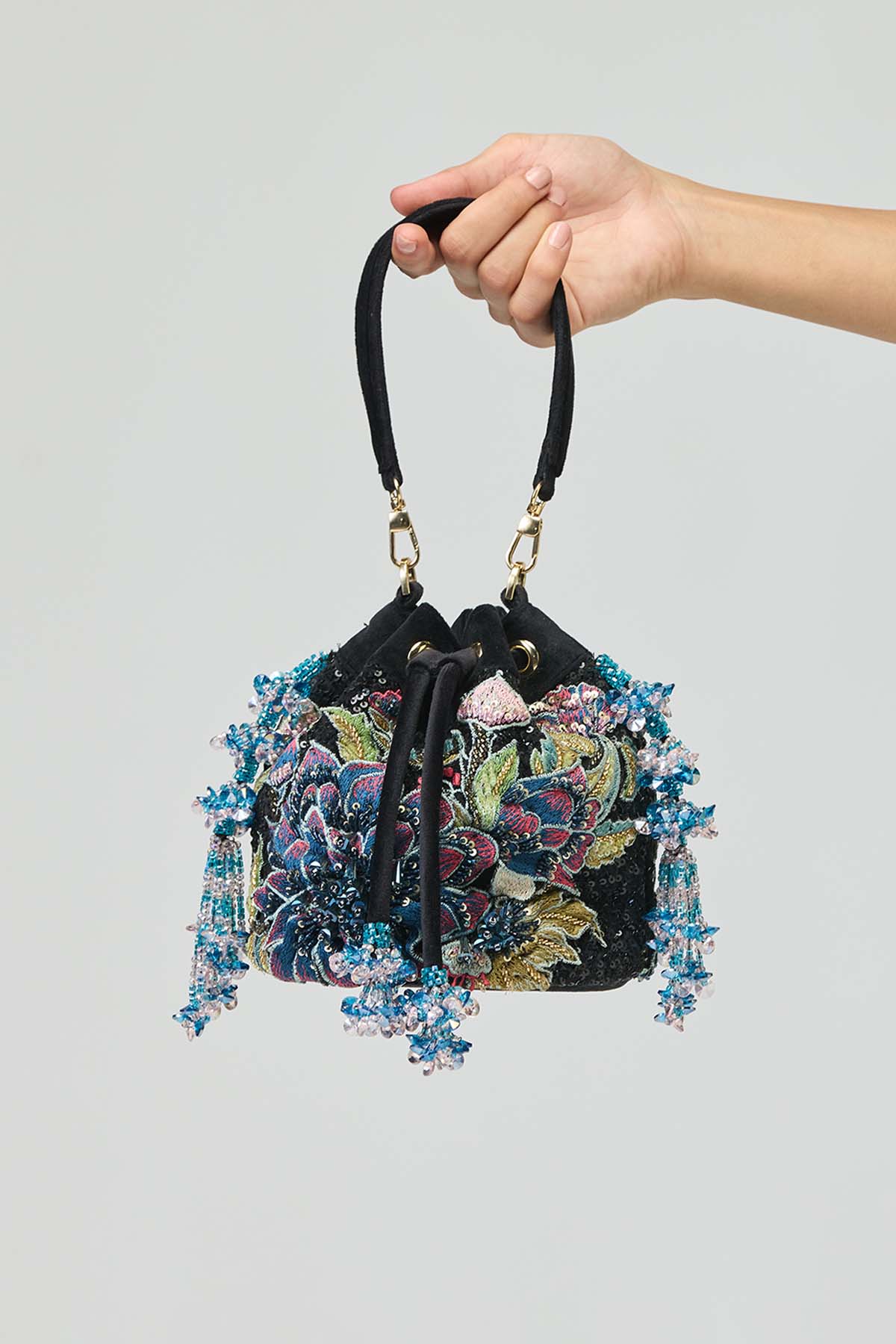 Midnight Bloom Embellished Potli