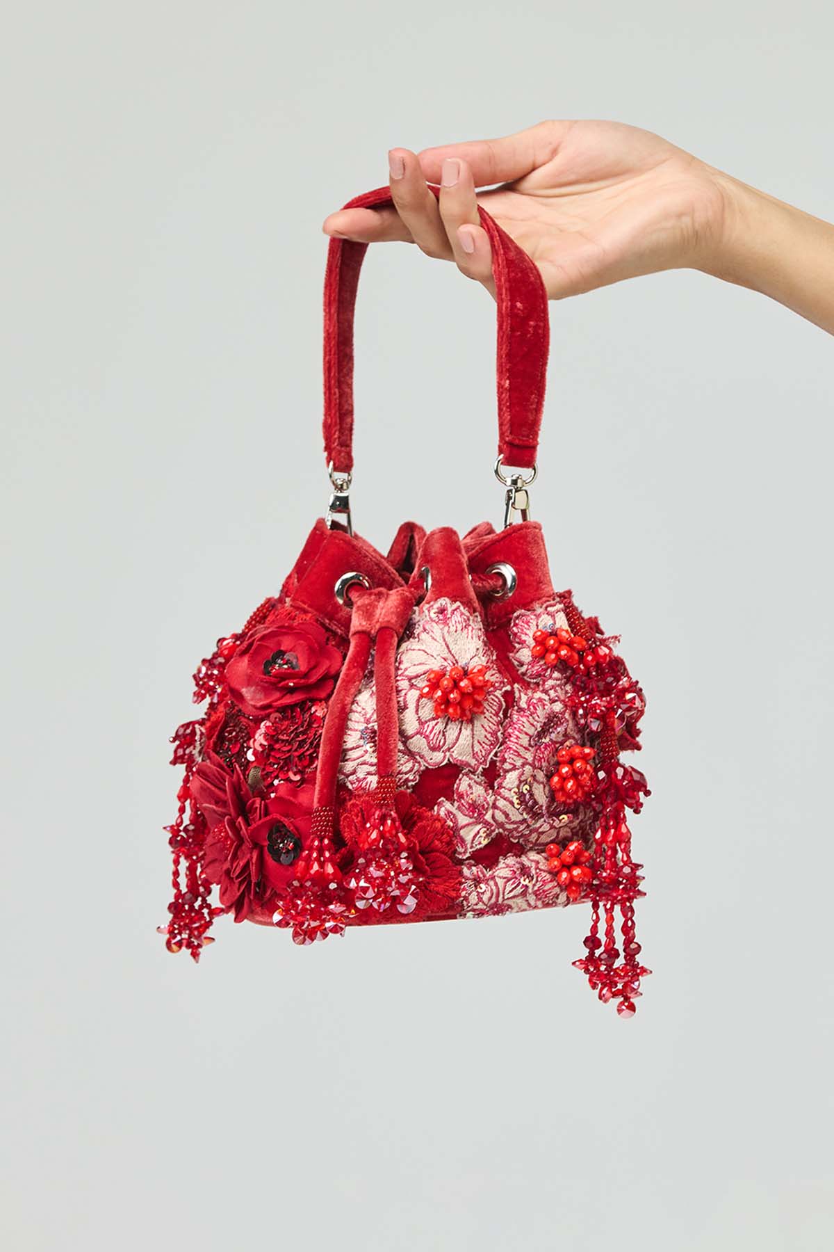 Crimson Embroidered Potli
