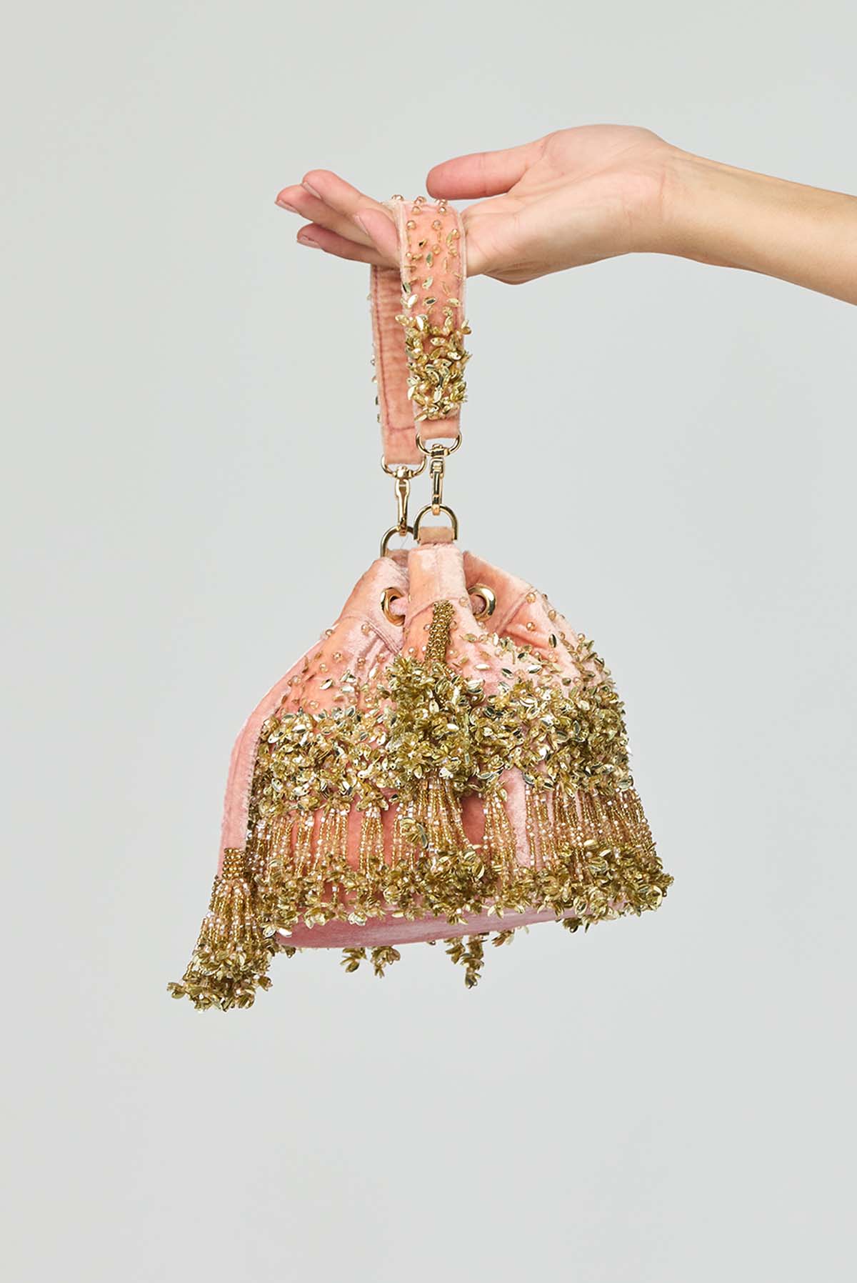 Golden Peach Embellished Potli