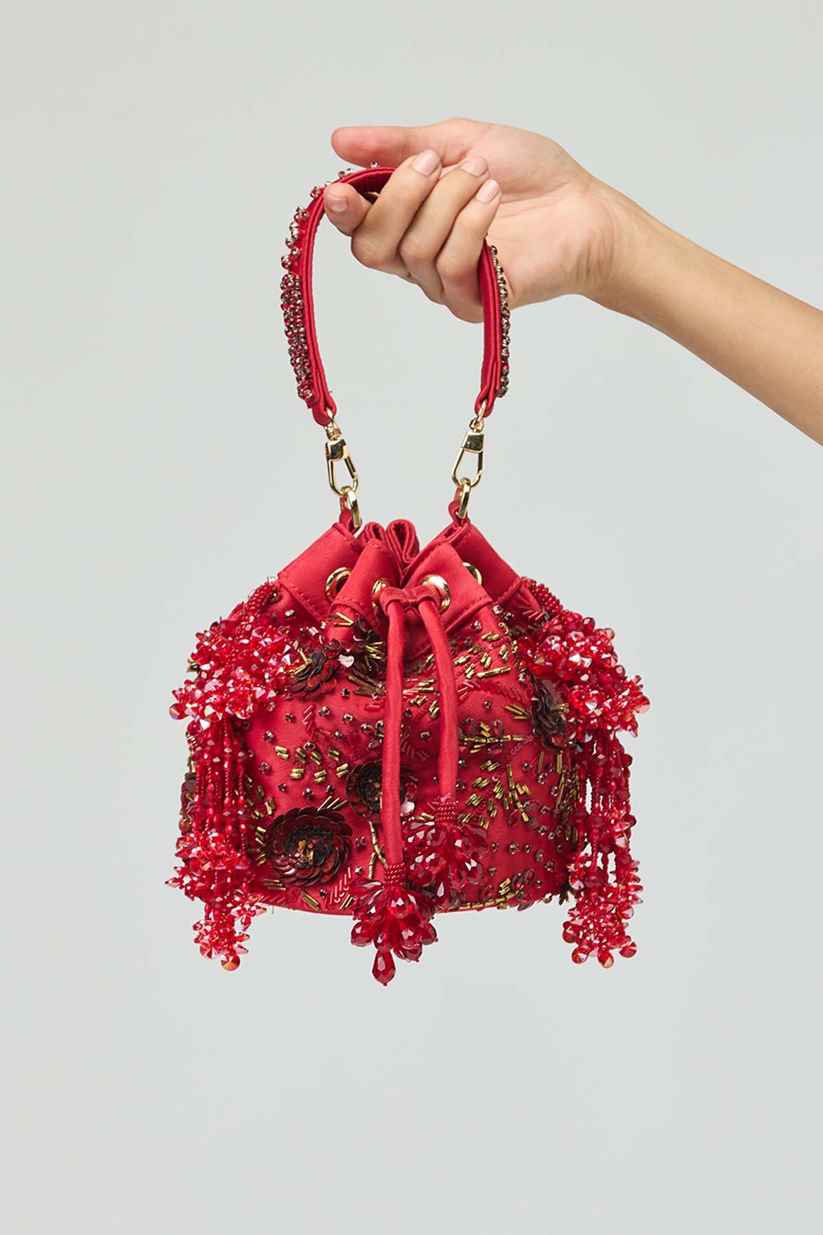 Crimson Embellished Potli Bag