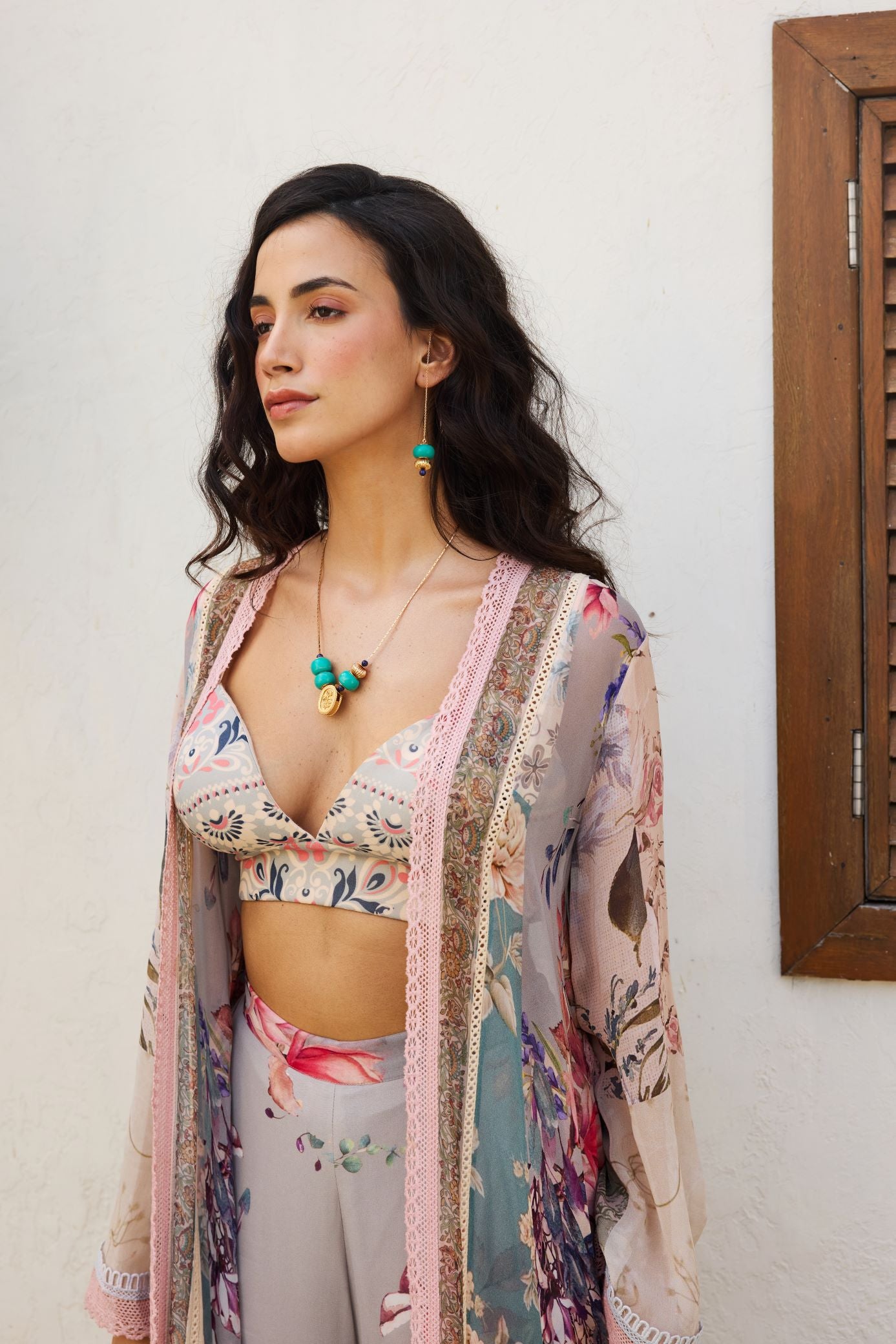 IRA PRINTED CAPE WITH BRALETTE AND SHARARA