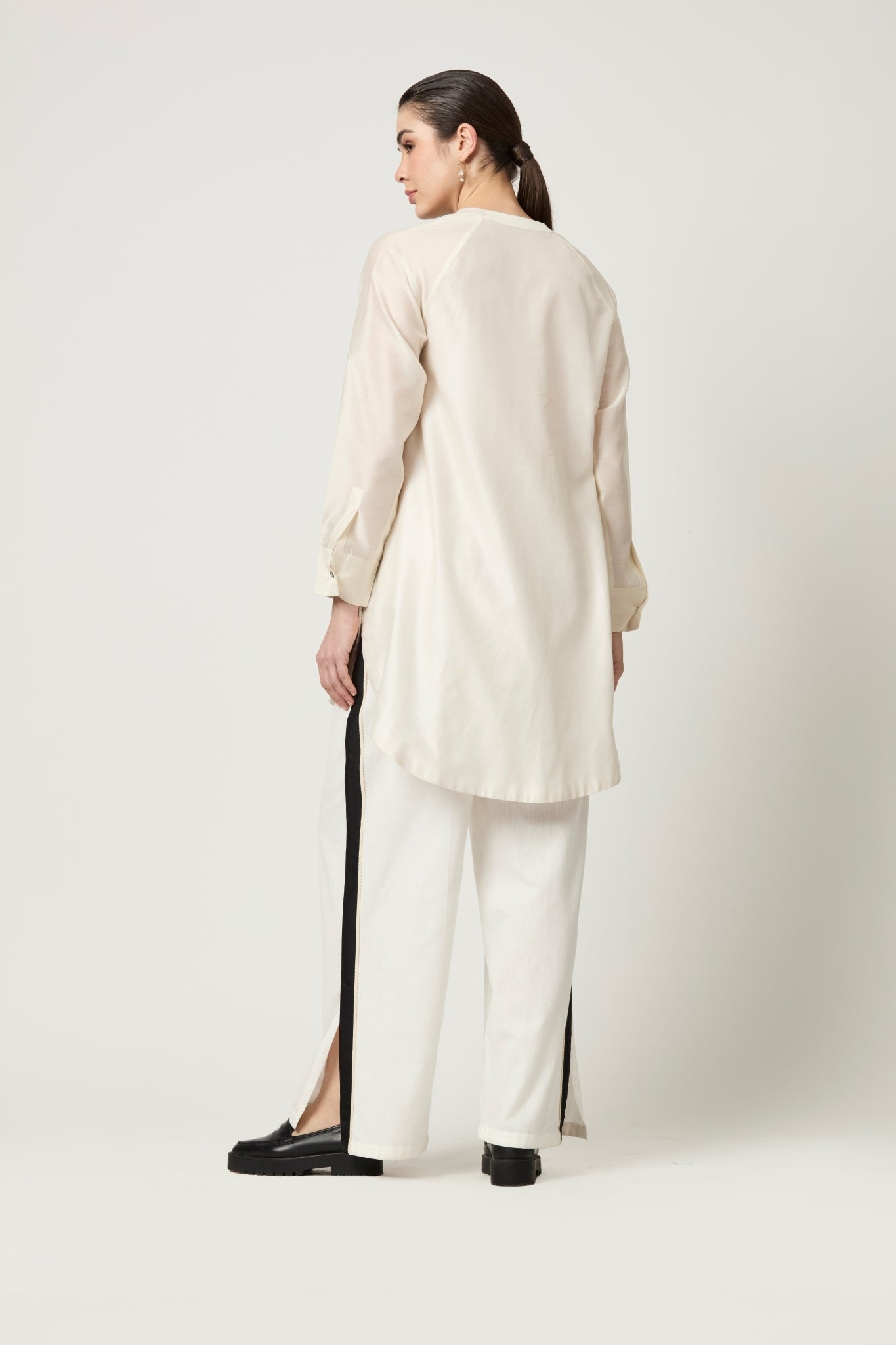 LUNA EMBROIDERED TUNIC WITH STRIPED SLIT TROUSERS