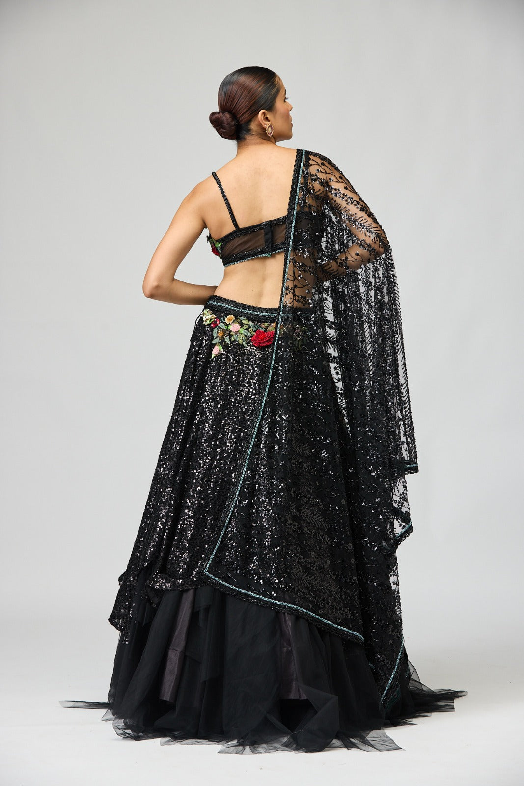BLACK SEQUIN LEHENGA SET