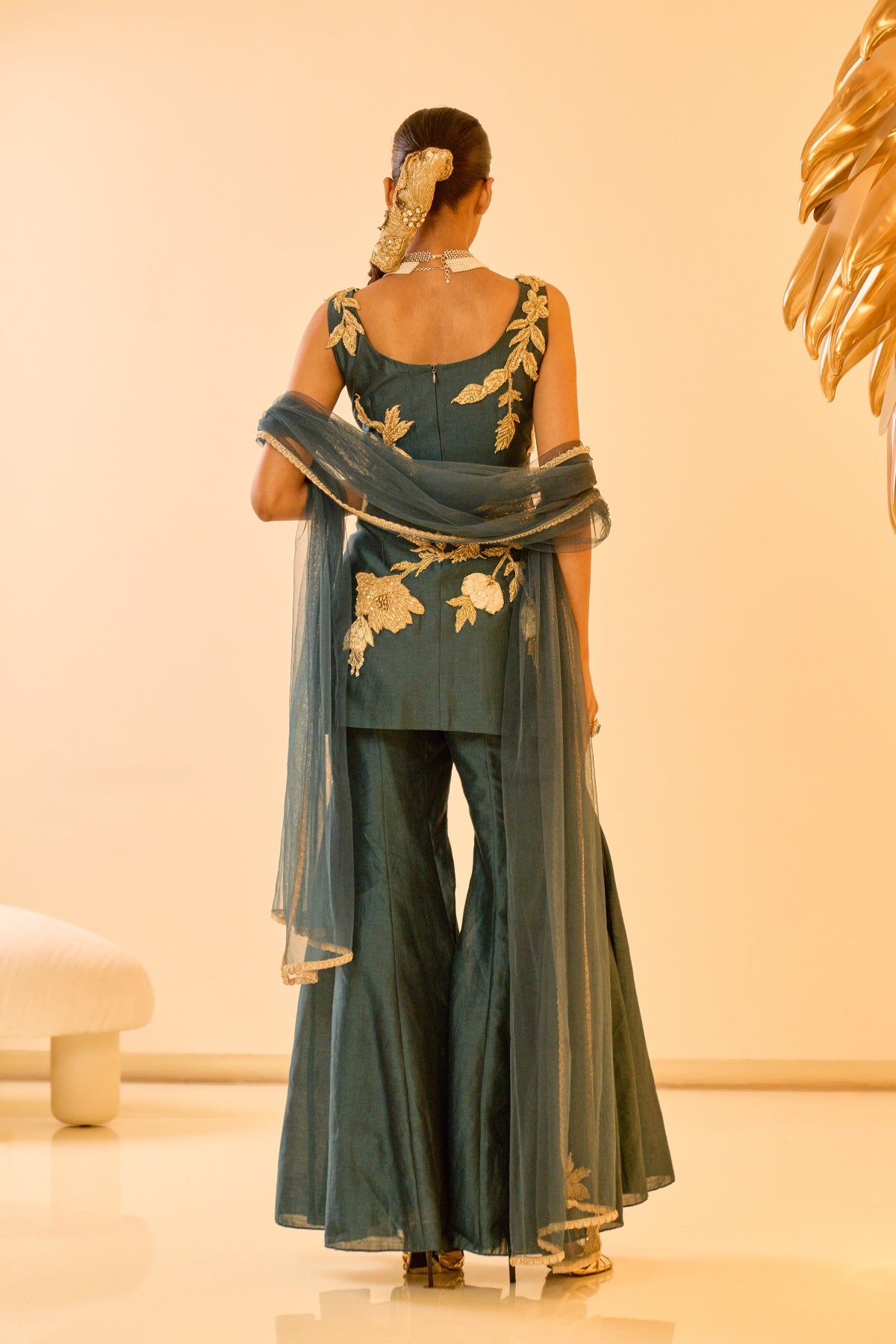 AZURE BLOOM PEPLUM SET