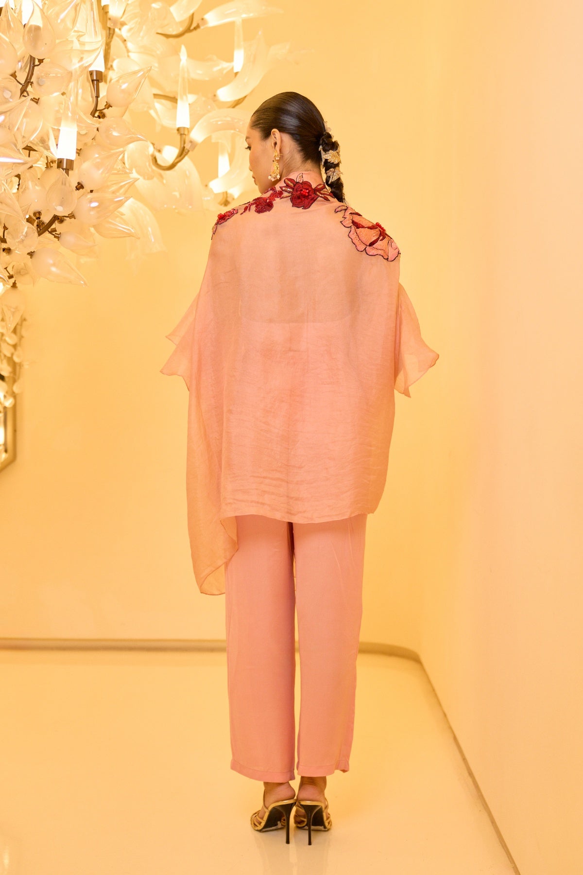 BLUSH EMBROIDERED CAPE SET