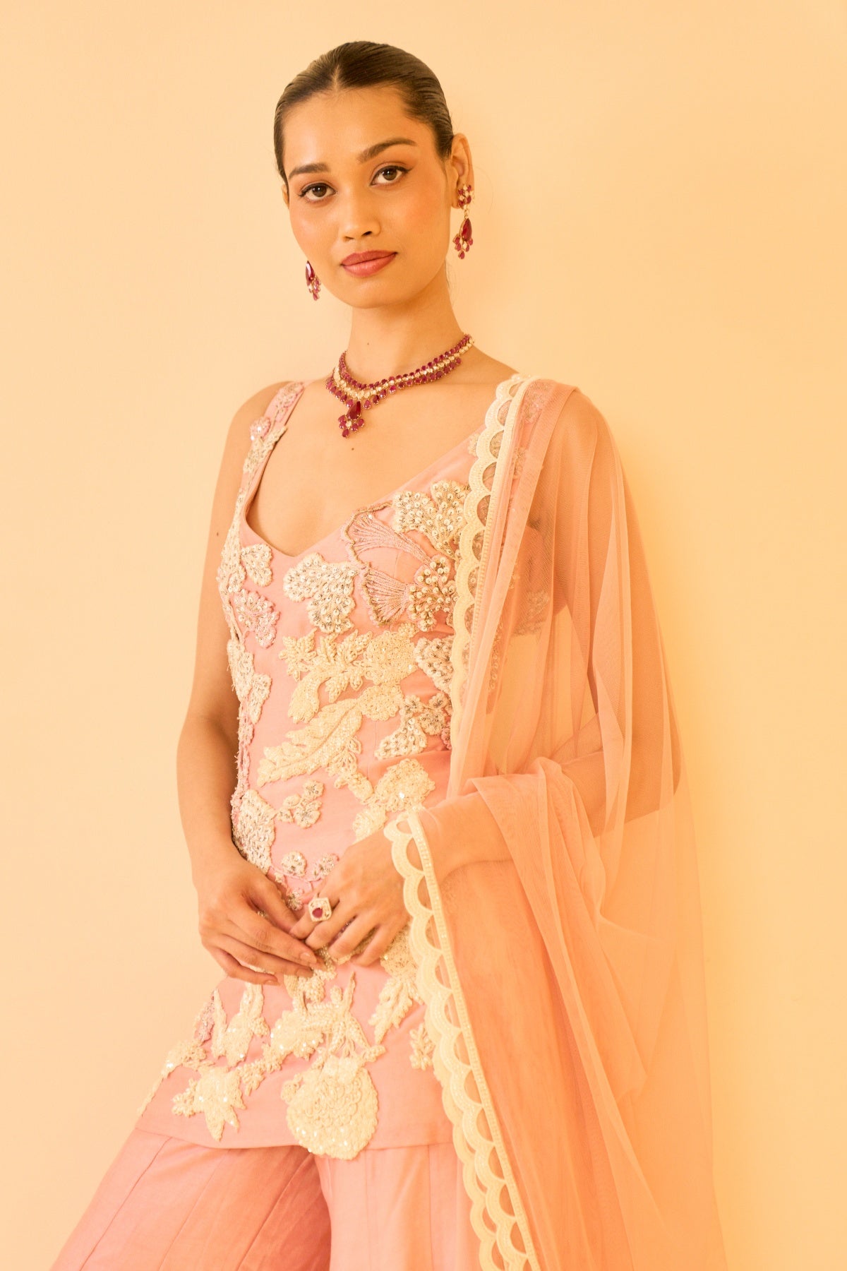 BLUSH PINK EMBROIDERED KURTA SET