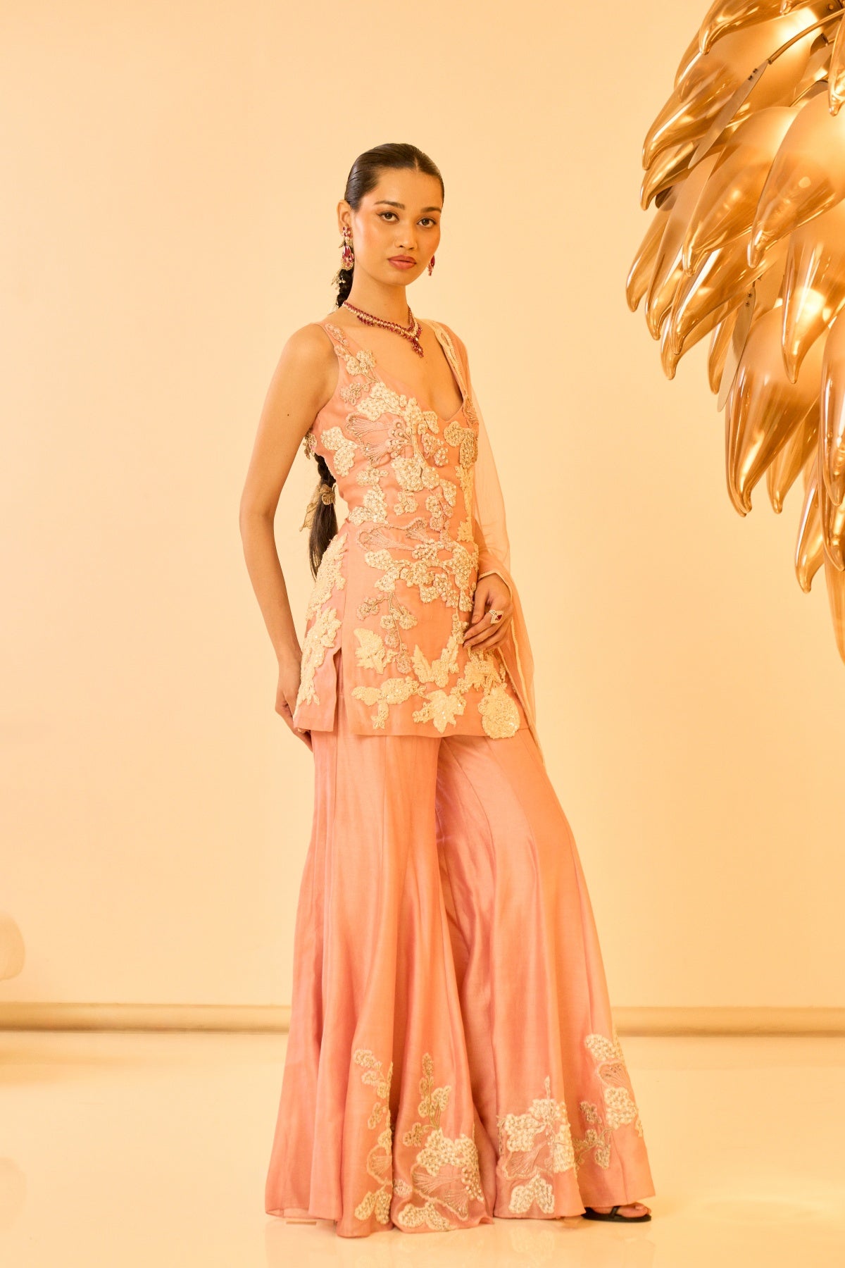 BLUSH PINK EMBROIDERED KURTA SET