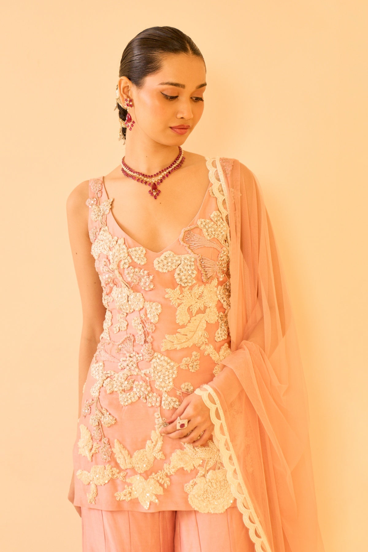 BLUSH PINK EMBROIDERED KURTA SET