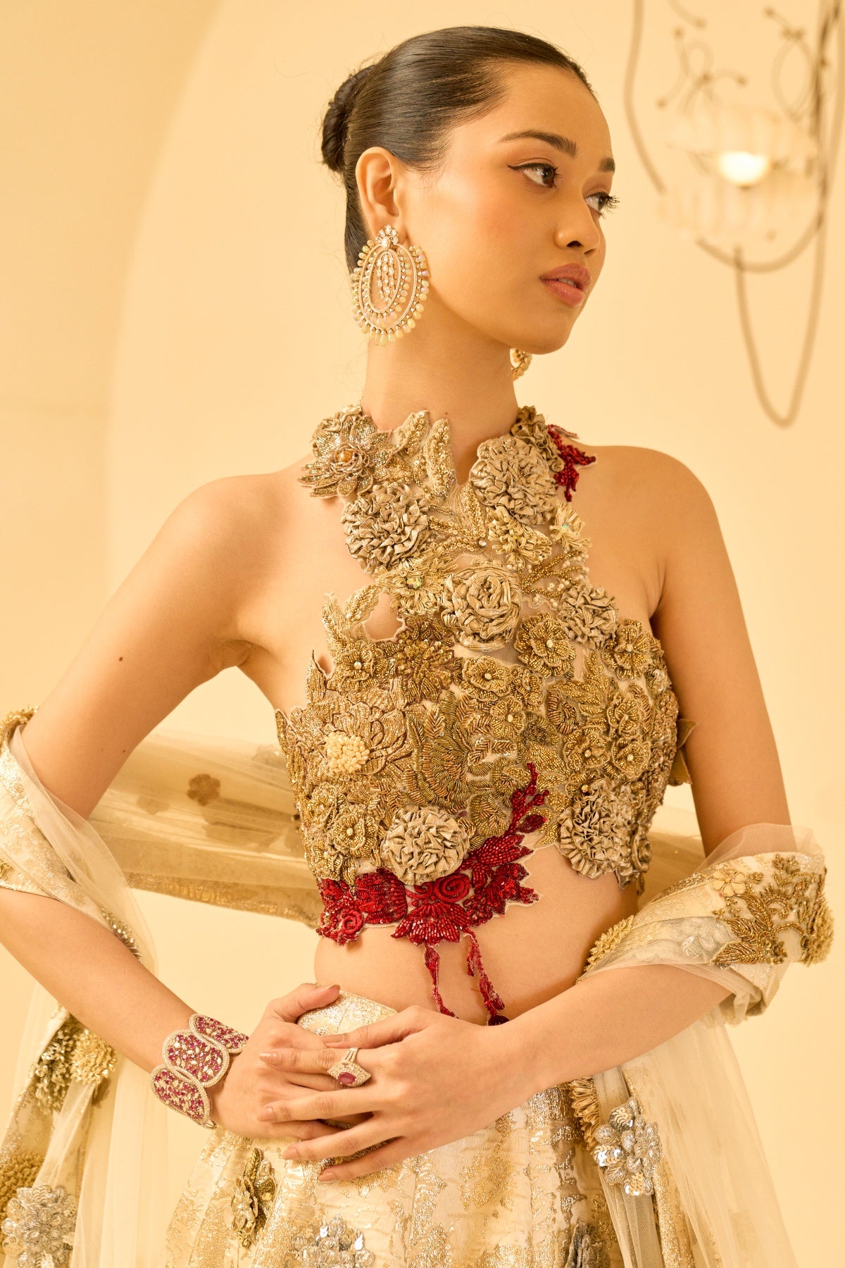 CELESTINE BROCADE LEHENGA SET