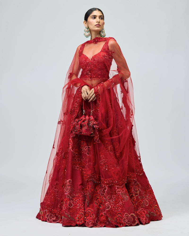 CRIMSON RED LEHENGA SET