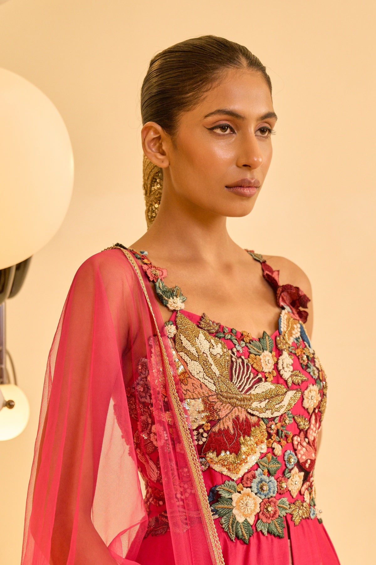 HOT PINK EMBROIDERED ANARKALI SET