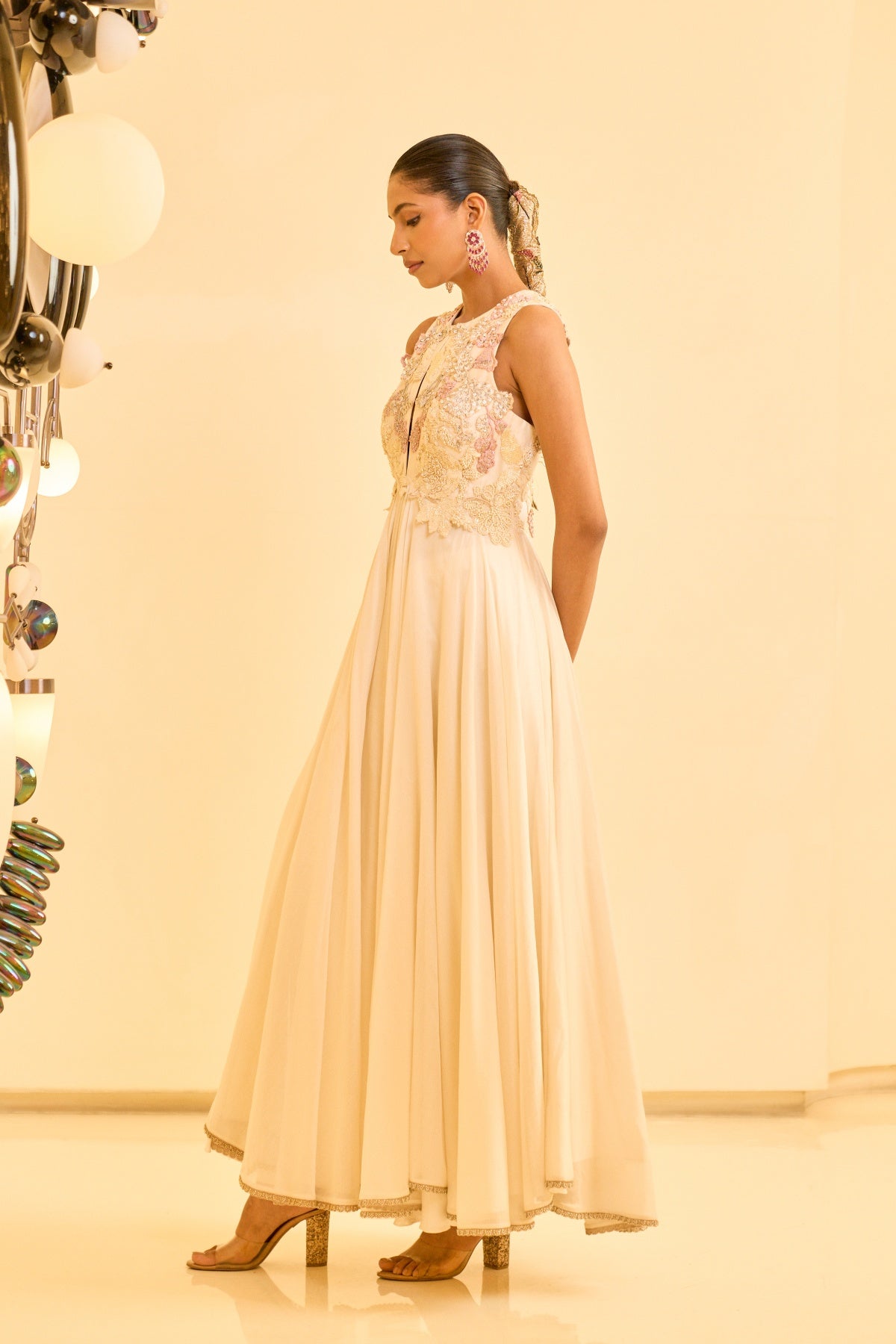 IVORY BLOSSOM EMBROIDERED ANARKALI SET