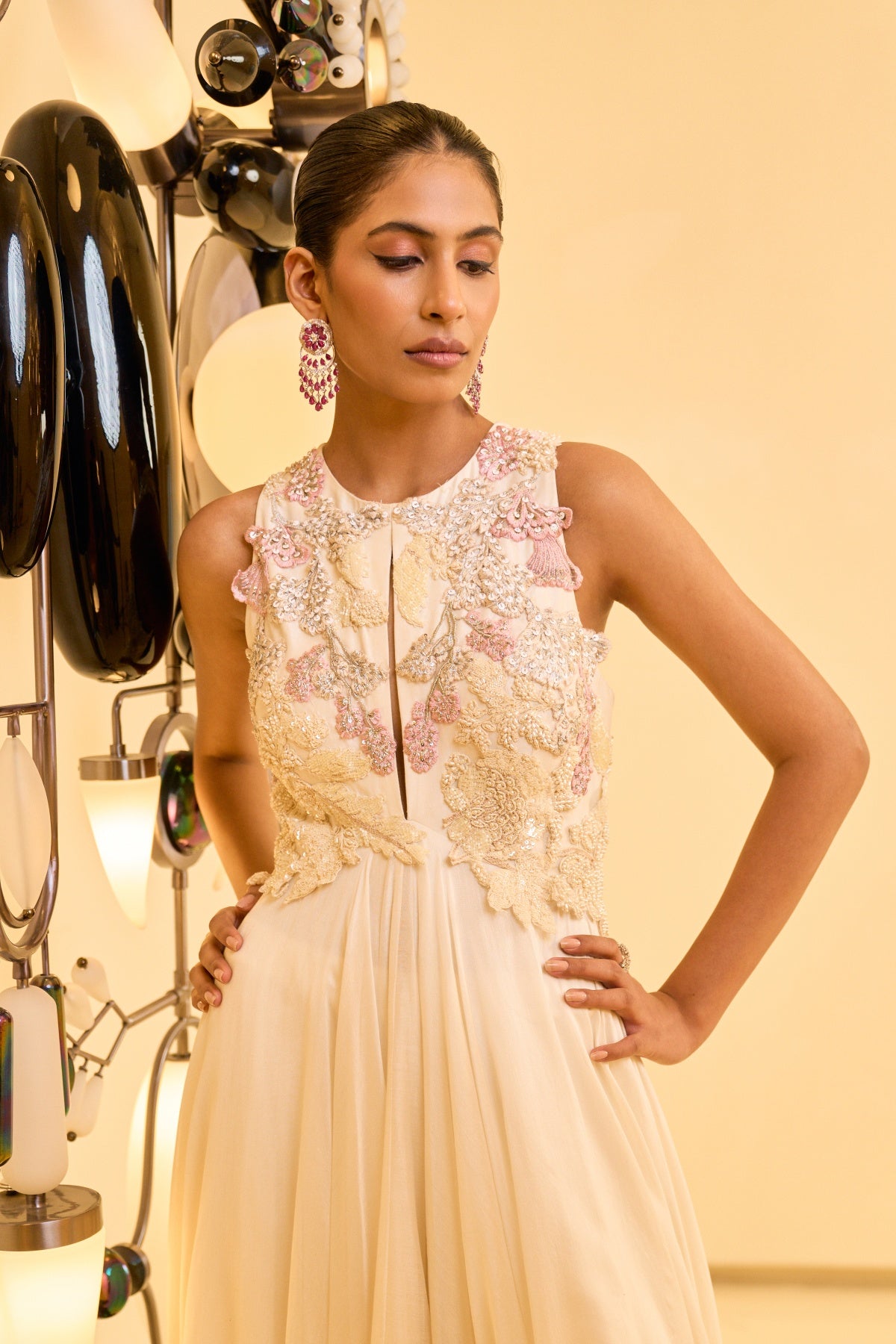 IVORY BLOSSOM EMBROIDERED ANARKALI SET