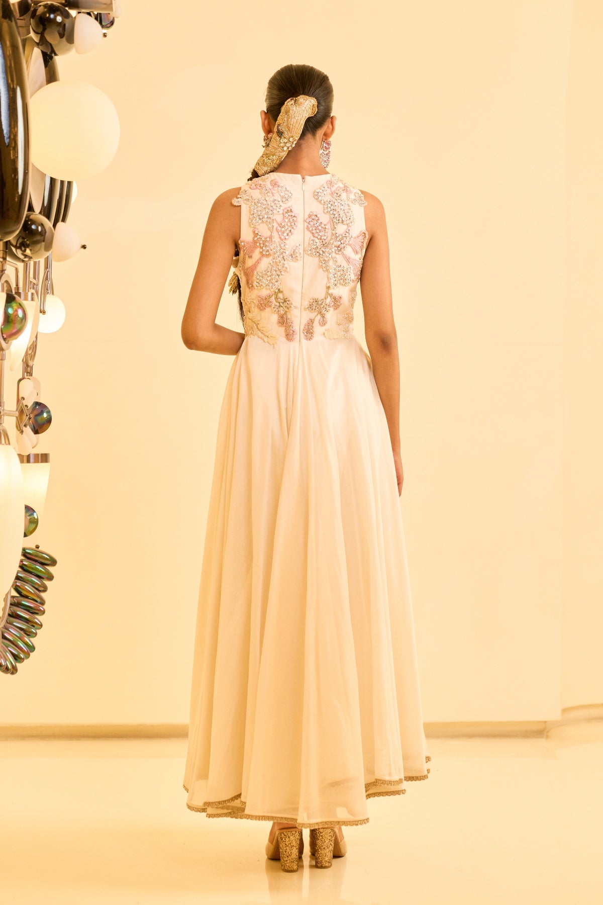 IVORY BLOSSOM EMBROIDERED ANARKALI SET