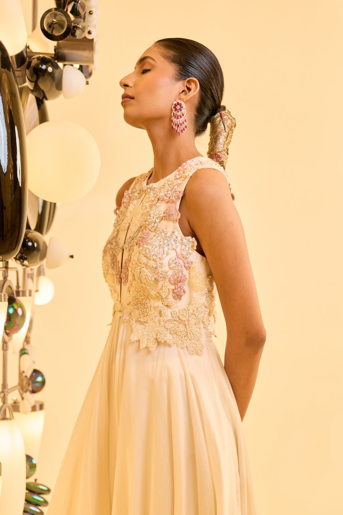 IVORY BLOSSOM EMBROIDERED ANARKALI SET
