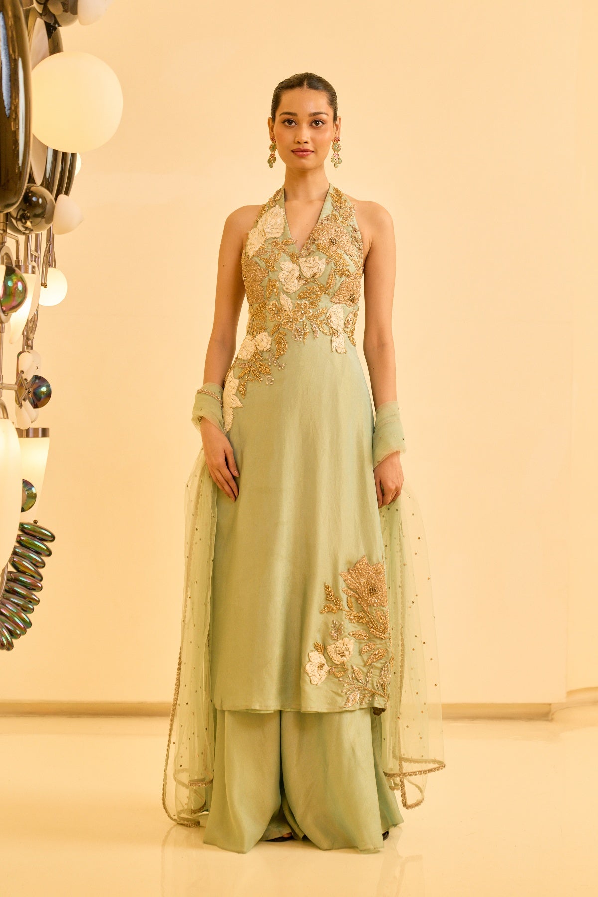 MINT GREEN EMBROIDERED KURTA SET