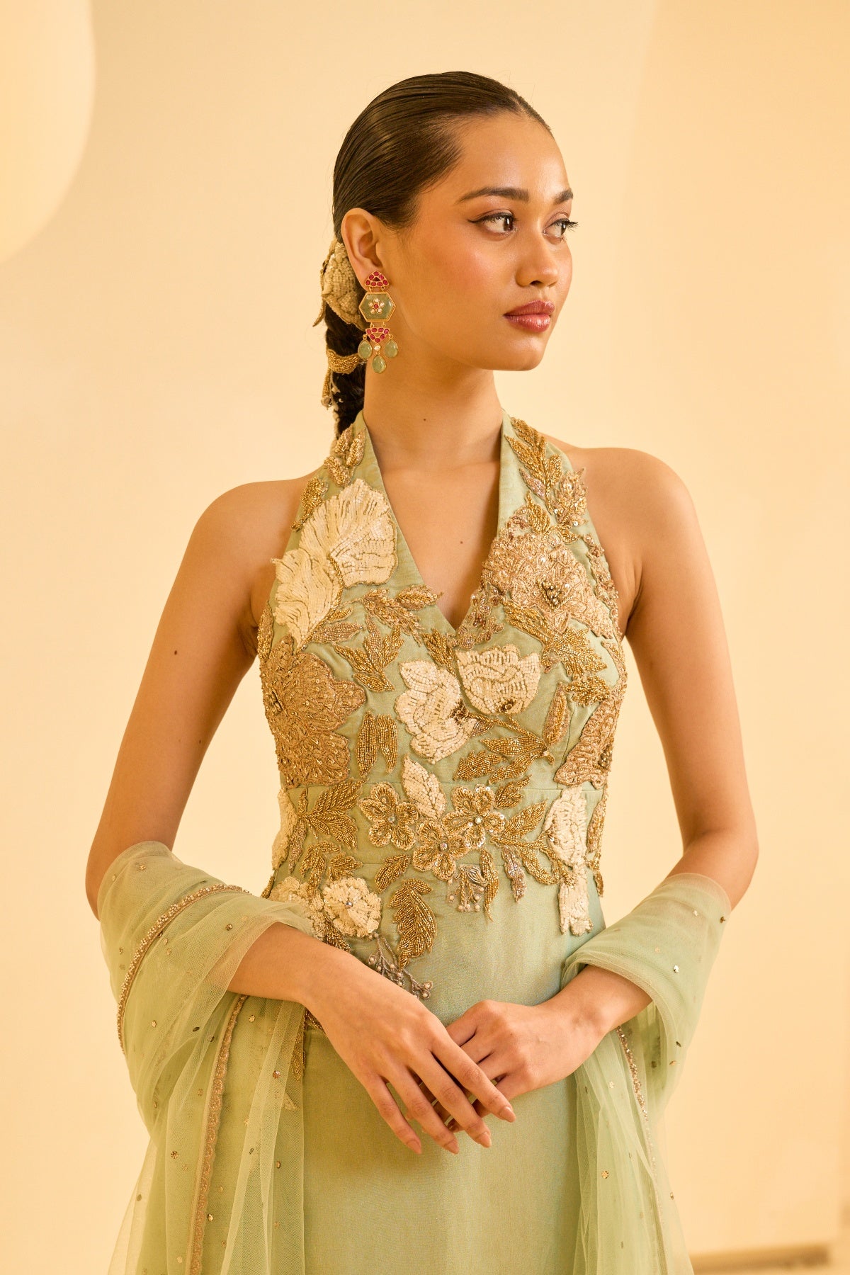 MINT GREEN EMBROIDERED KURTA SET