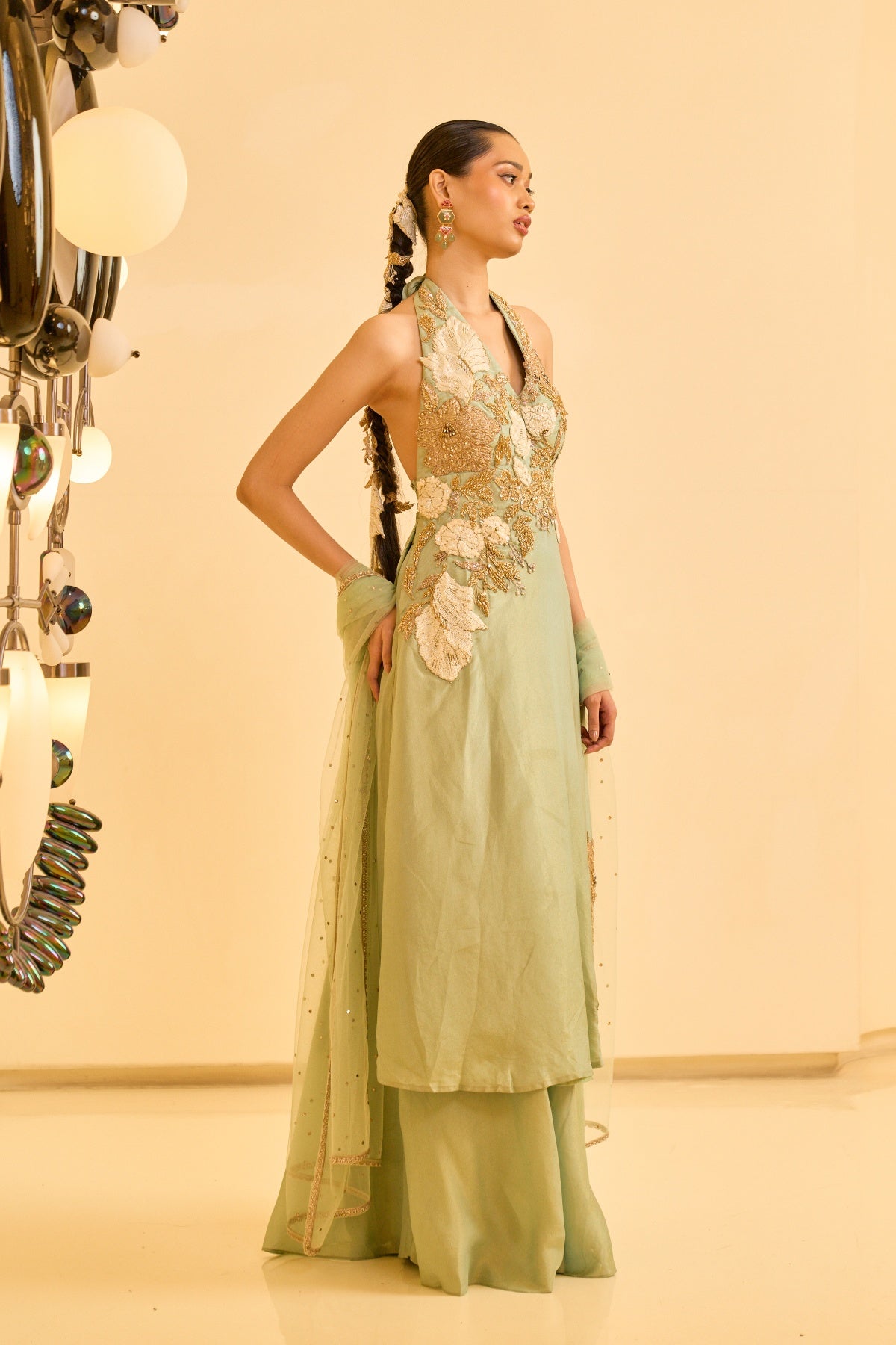 MINT GREEN EMBROIDERED KURTA SET