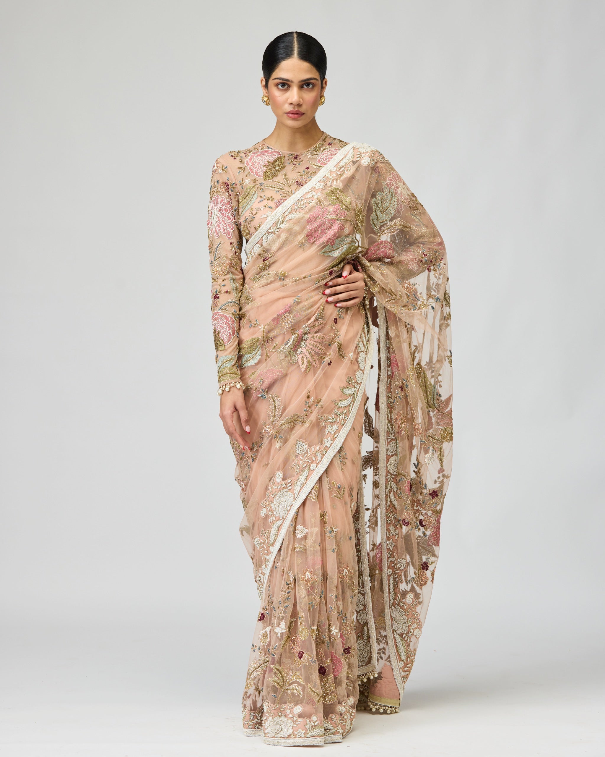 MONO NET SAREE SET
